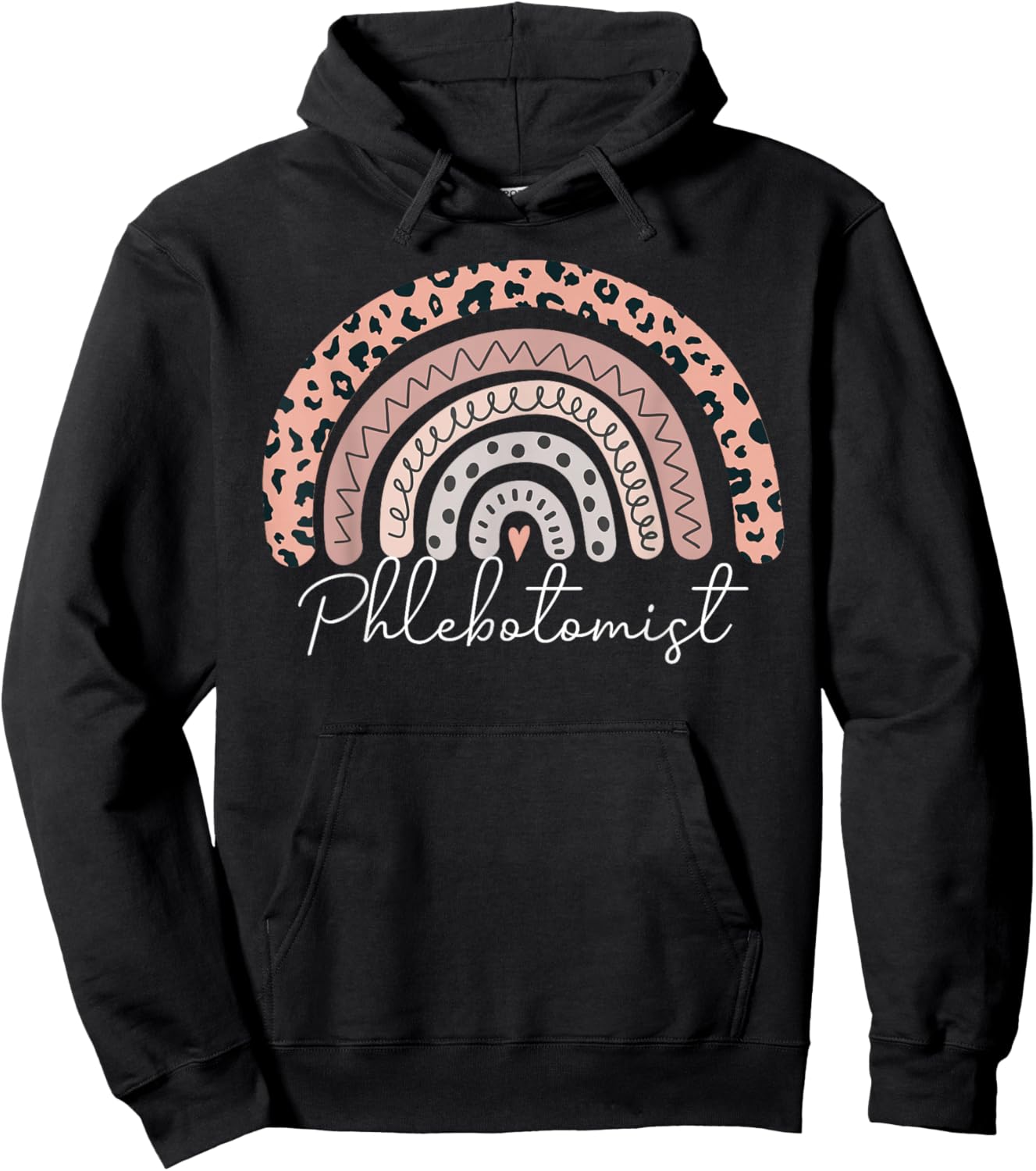 Phlebotomist Leopard Rainbow Phlebotomy Nurse Technician Hoodie - Hoodie | Black