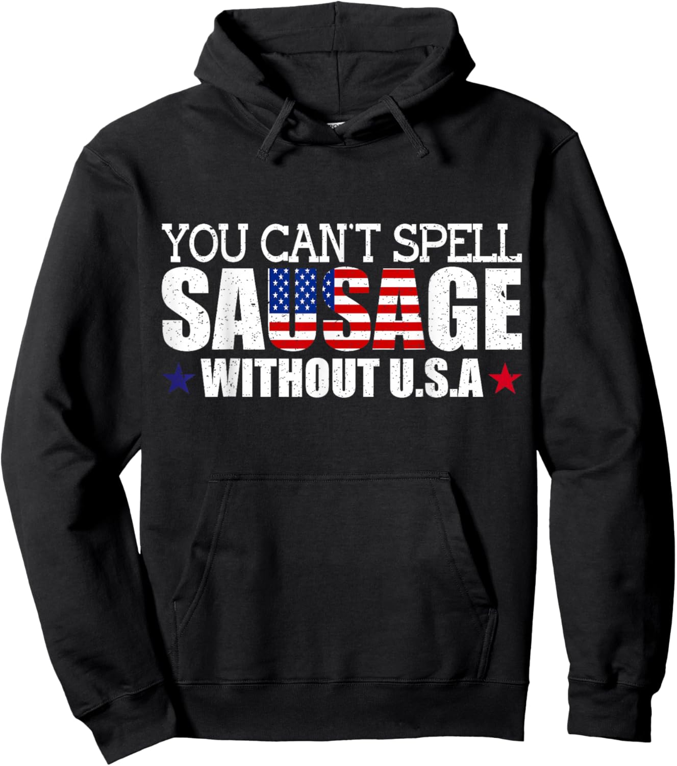 Funny USA Patriotism Sarcastic American Sausage Food Humor Hoodie - Hoodie | Black