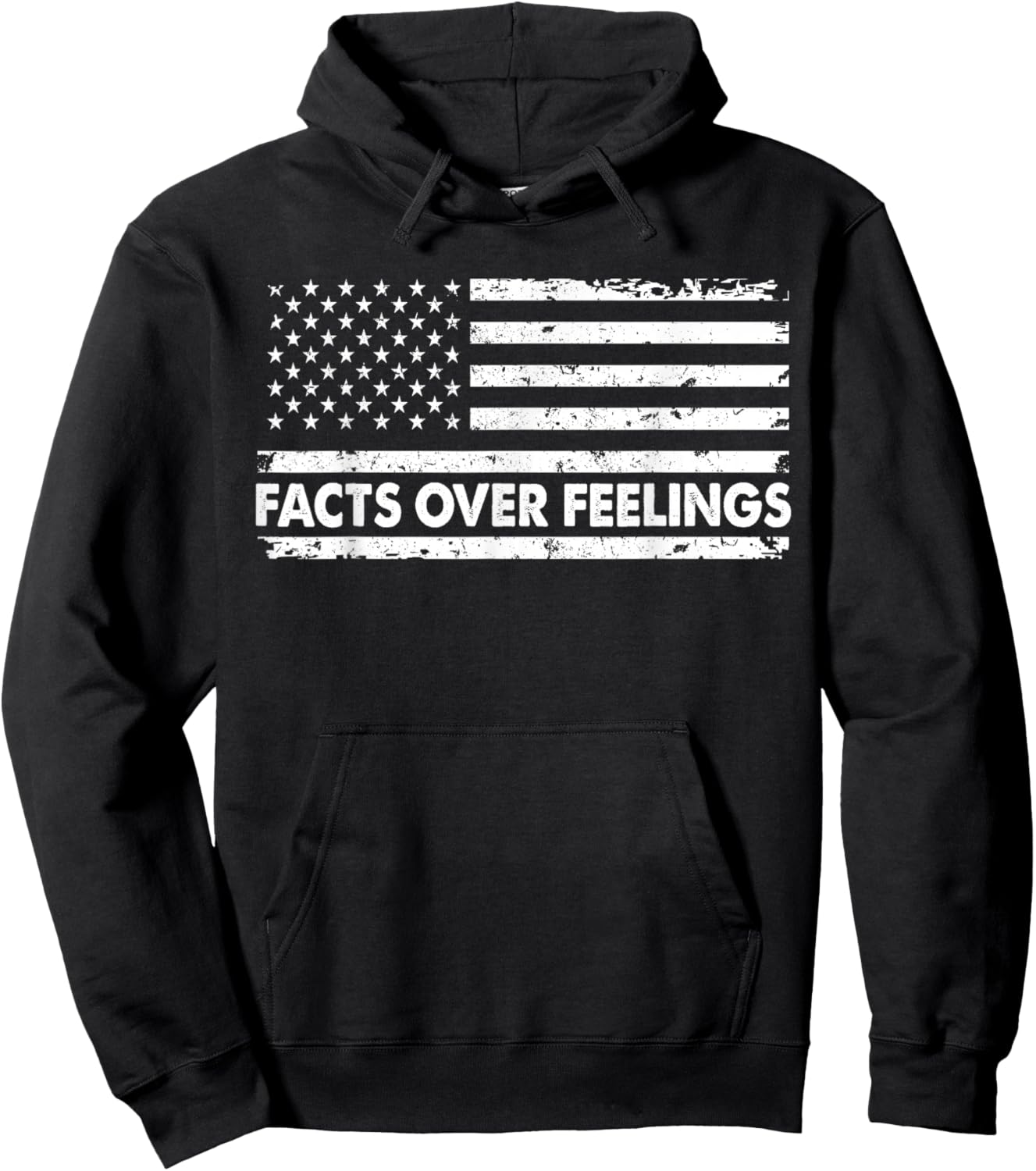Facts Over Feeling American Flag Vintage Distressed Hoodie - Hoodie | Black