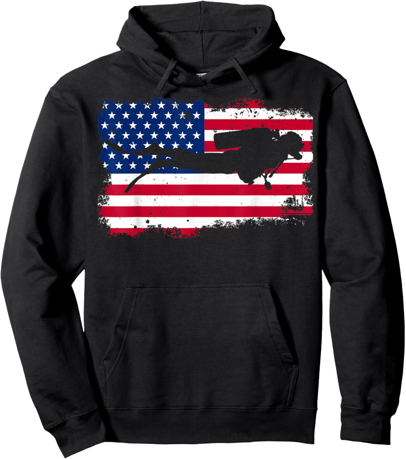 USA Scuba Diving USA Flag scuba diver Women Men Hoodie - Hoodie | Black