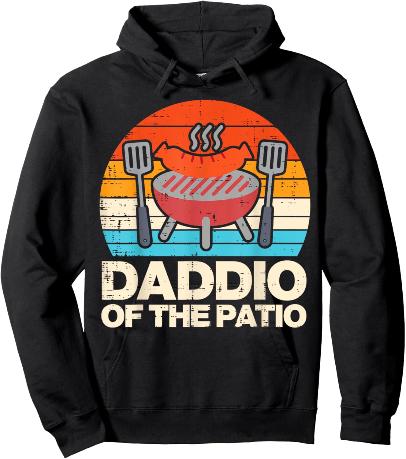 Daddio Of The Patio Sunset Retro Grilling Daddy Dad Papa Men Hoodie - Hoodie | Black