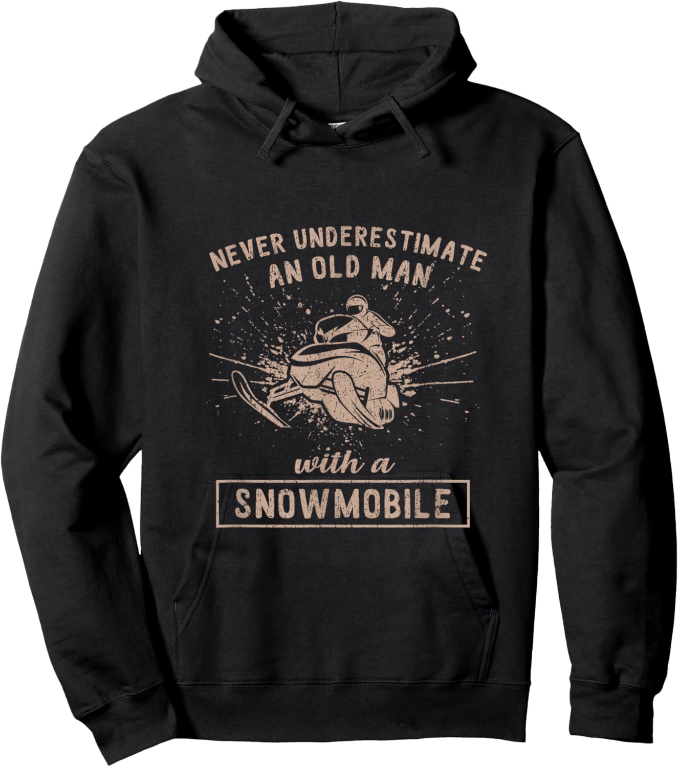 Never Underestimate An Old Man With A Snowmobile Hoodie - Hoodie | Black