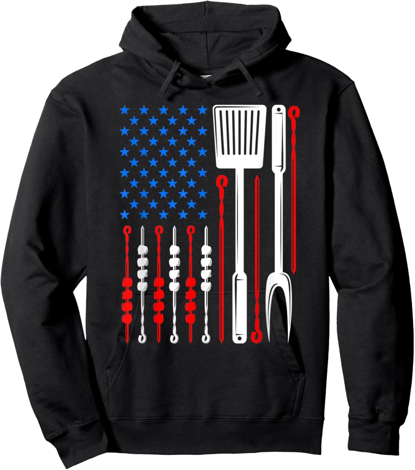 American Flag Barbecue Son Dad Husband Fathers Day Funny Hoodie - Hoodie | Black