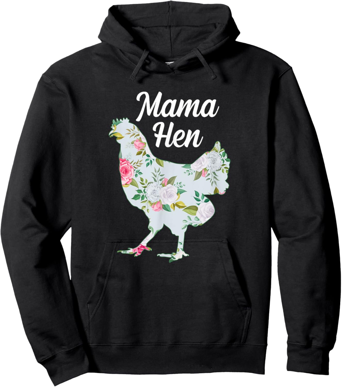 Mama Hen Funny Mother's Day Chicken Mom Farmer Farm Hoodie - Hoodie | Black