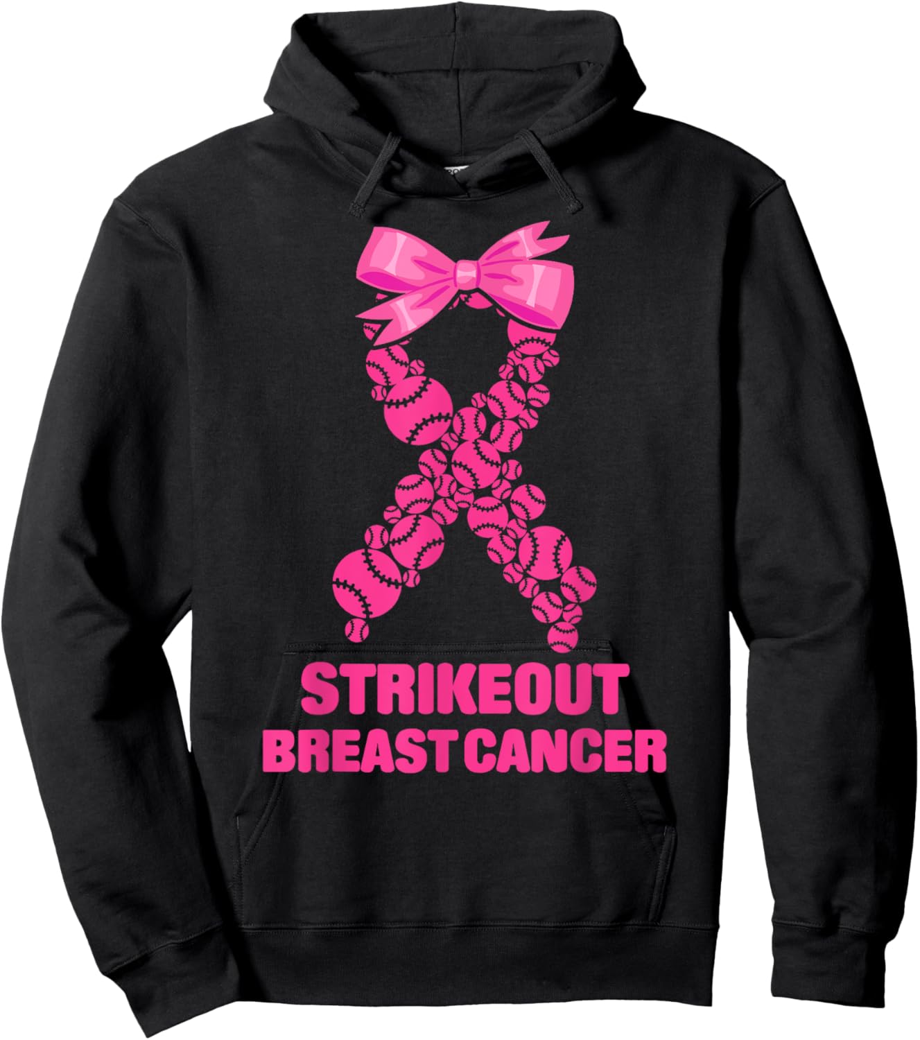 Strike Out Breast Cancer Awareness Softball Fighters Hoodie - Hoodie | Black