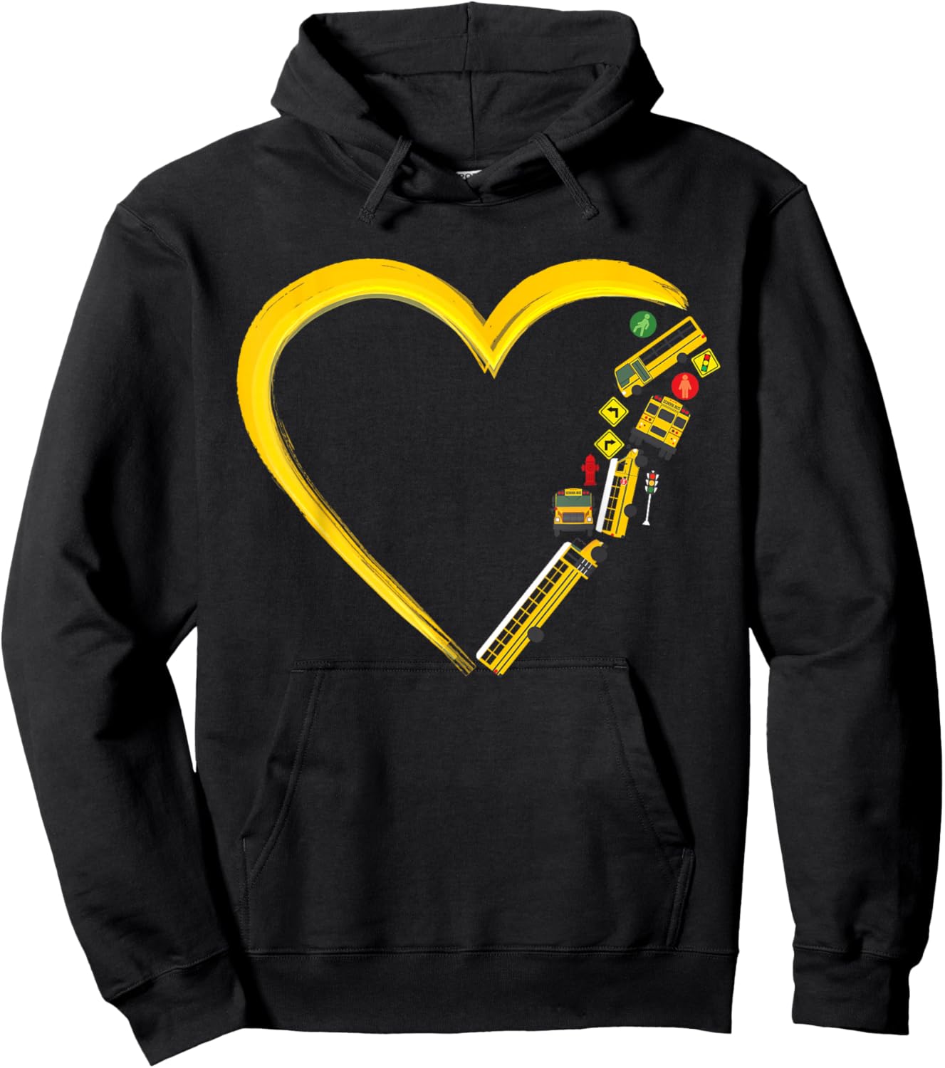 School Bus Driver Heart Hoodie - Hoodie | Black