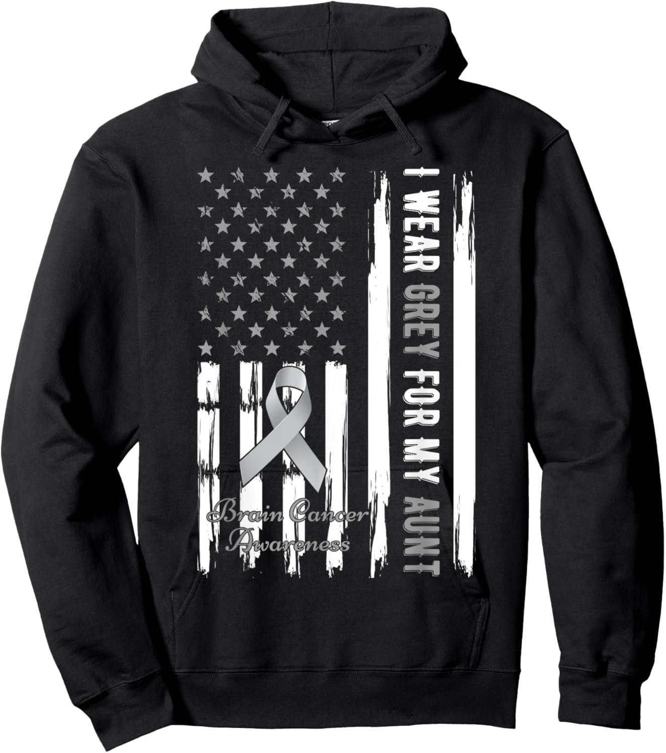 I Wear Grey For My Aunt Brain Cancer Awareness Hoodie - Hoodie | Black