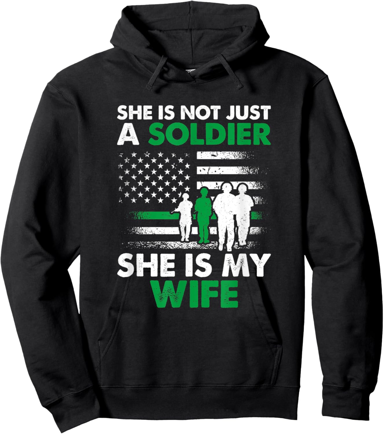 She Is Not Just A Soldier She Is My Wife, Soldier Husband Hoodie - Hoodie | Black