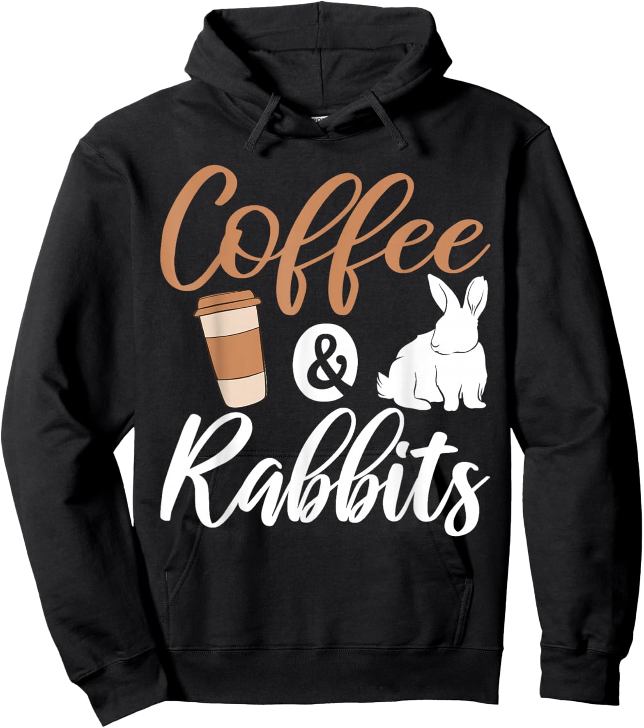 Coffee and Rabbits Cute Rabbit Lover Hoodie - Hoodie | Black