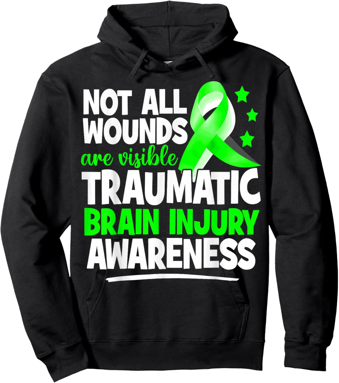 TBI Awareness Not All Wounds Are Visible TBI Brain Injury Hoodie - Hoodie | Black