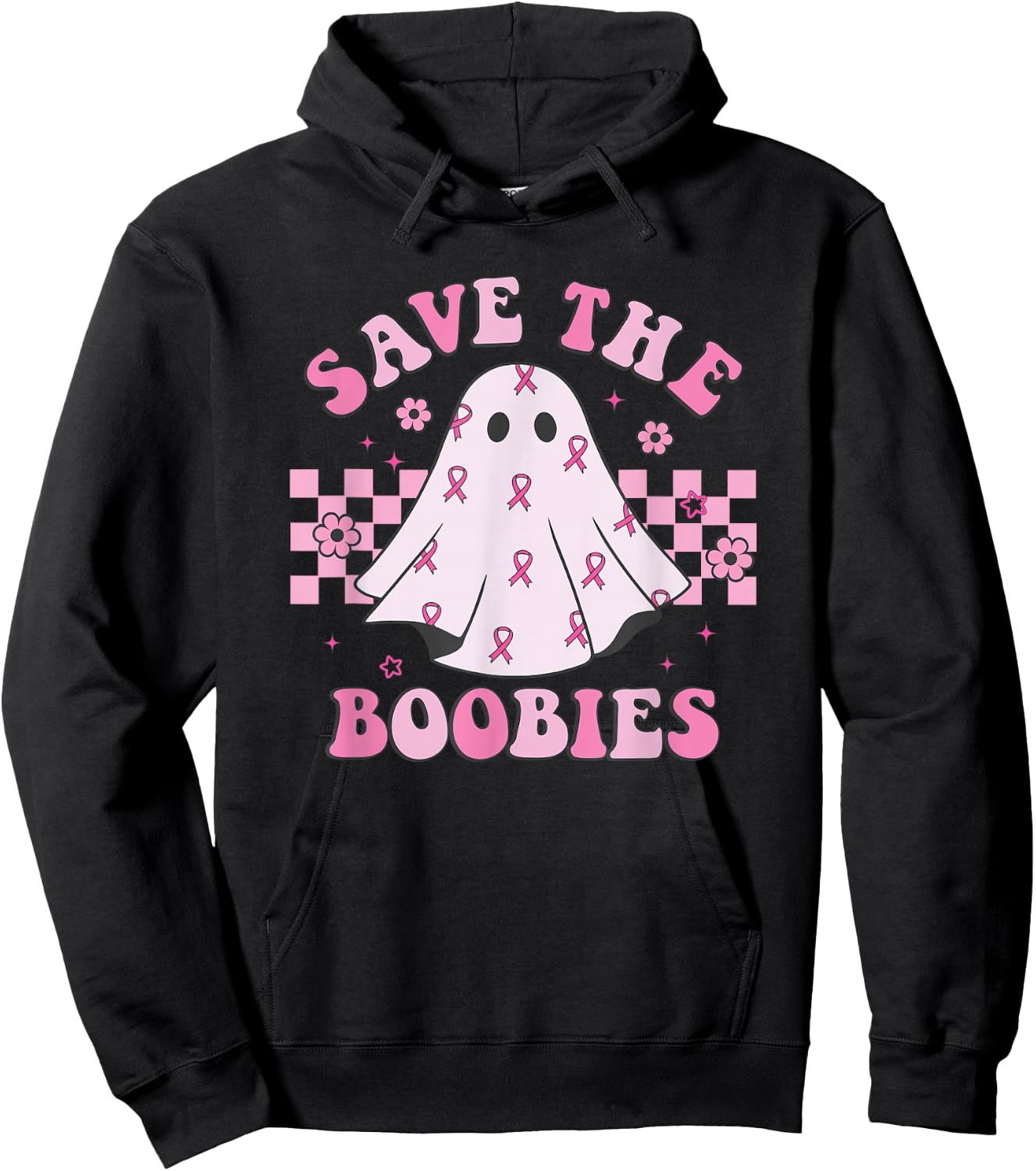 Breast Cancer Awareness Ghost Women Halloween Hoodie - Hoodie | Black