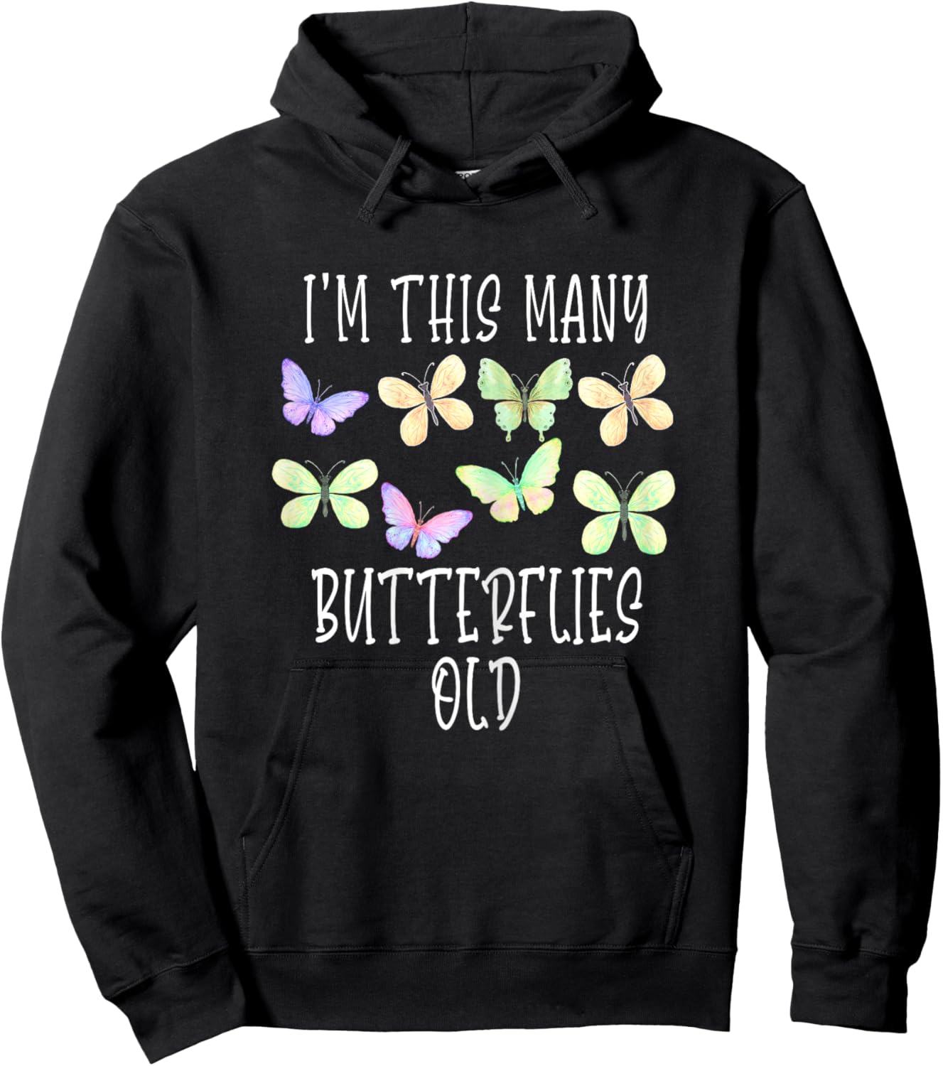 I'm This Many Butterflies Old Cute 8th Birthday Butterfly Hoodie - Hoodie | Black
