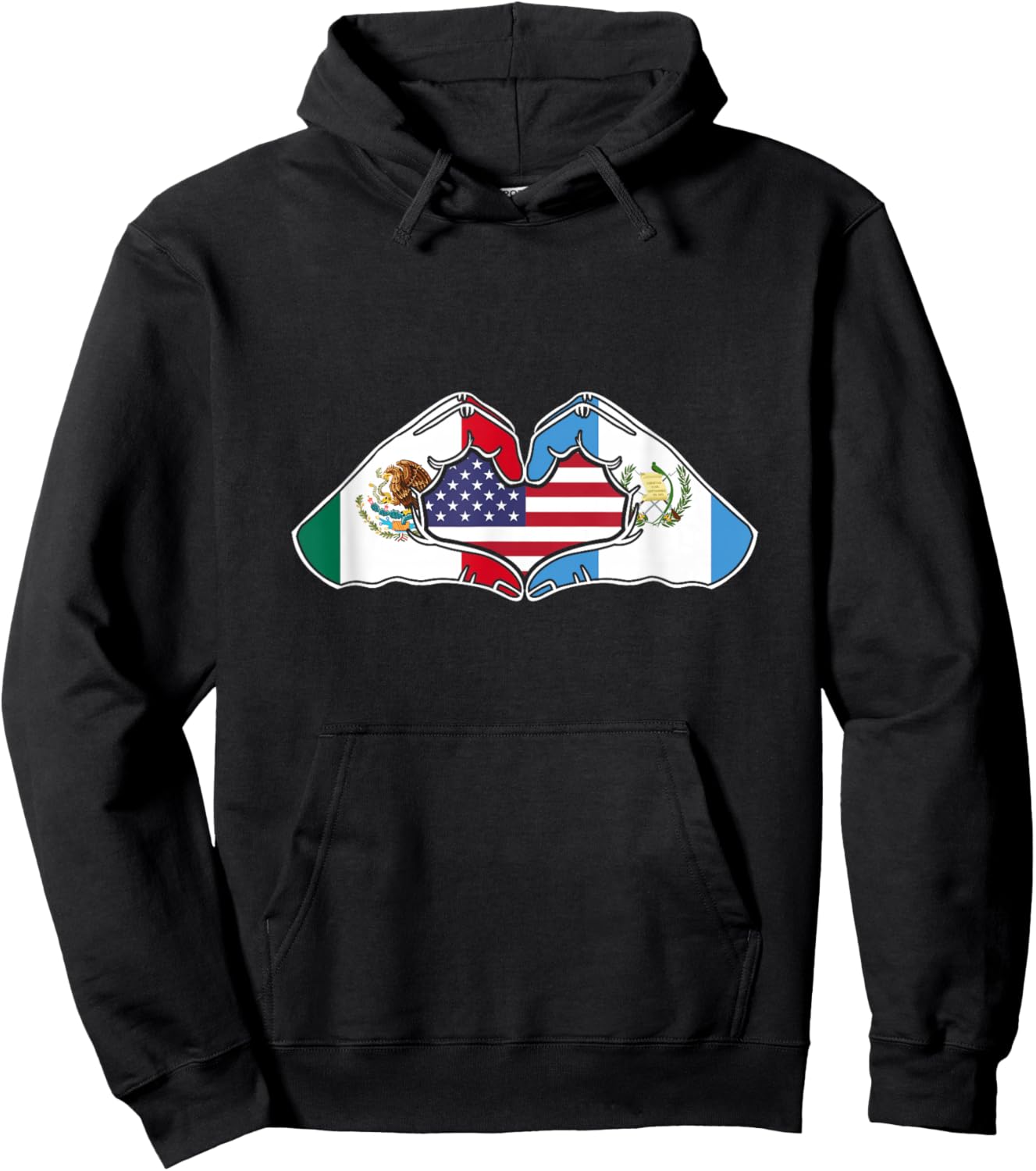 Heart hands Mexico, Guatemala and the USA. Hoodie - Hoodie | Black