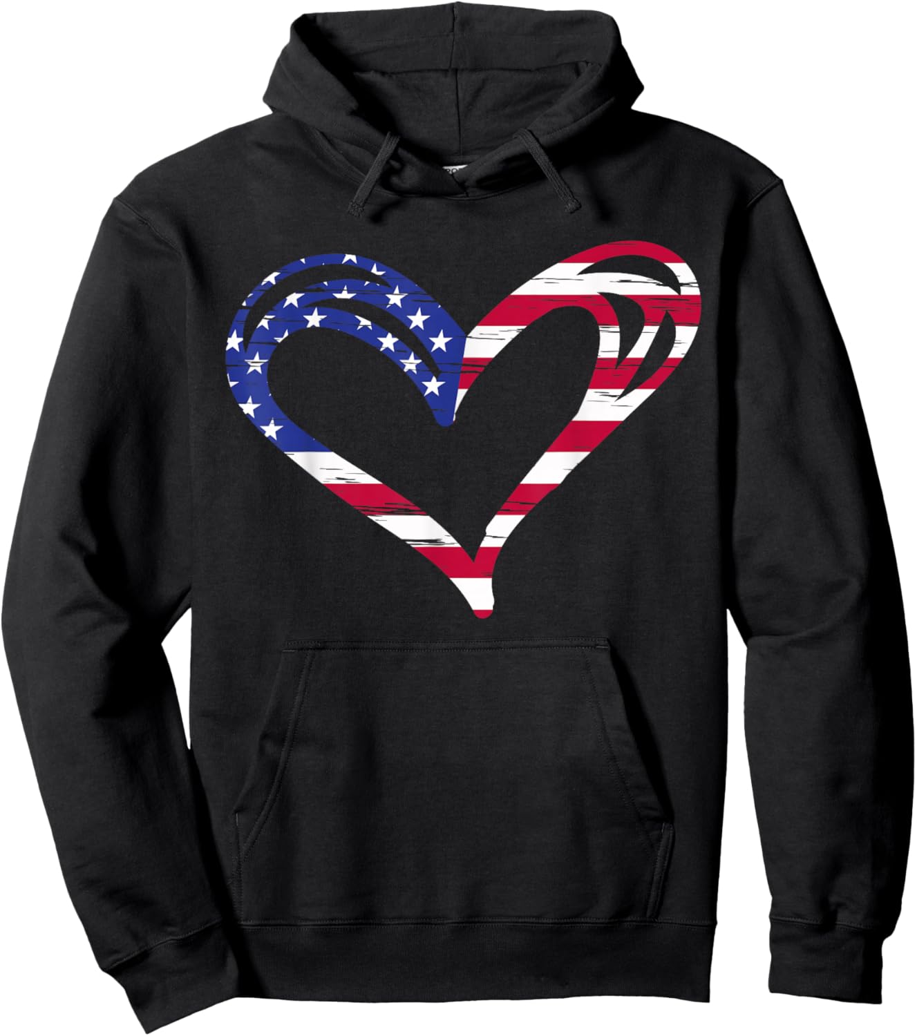 USA Flag Heart American Patriotic Armed Forces Memorial Day Small Hoodie - Hoodie | Black