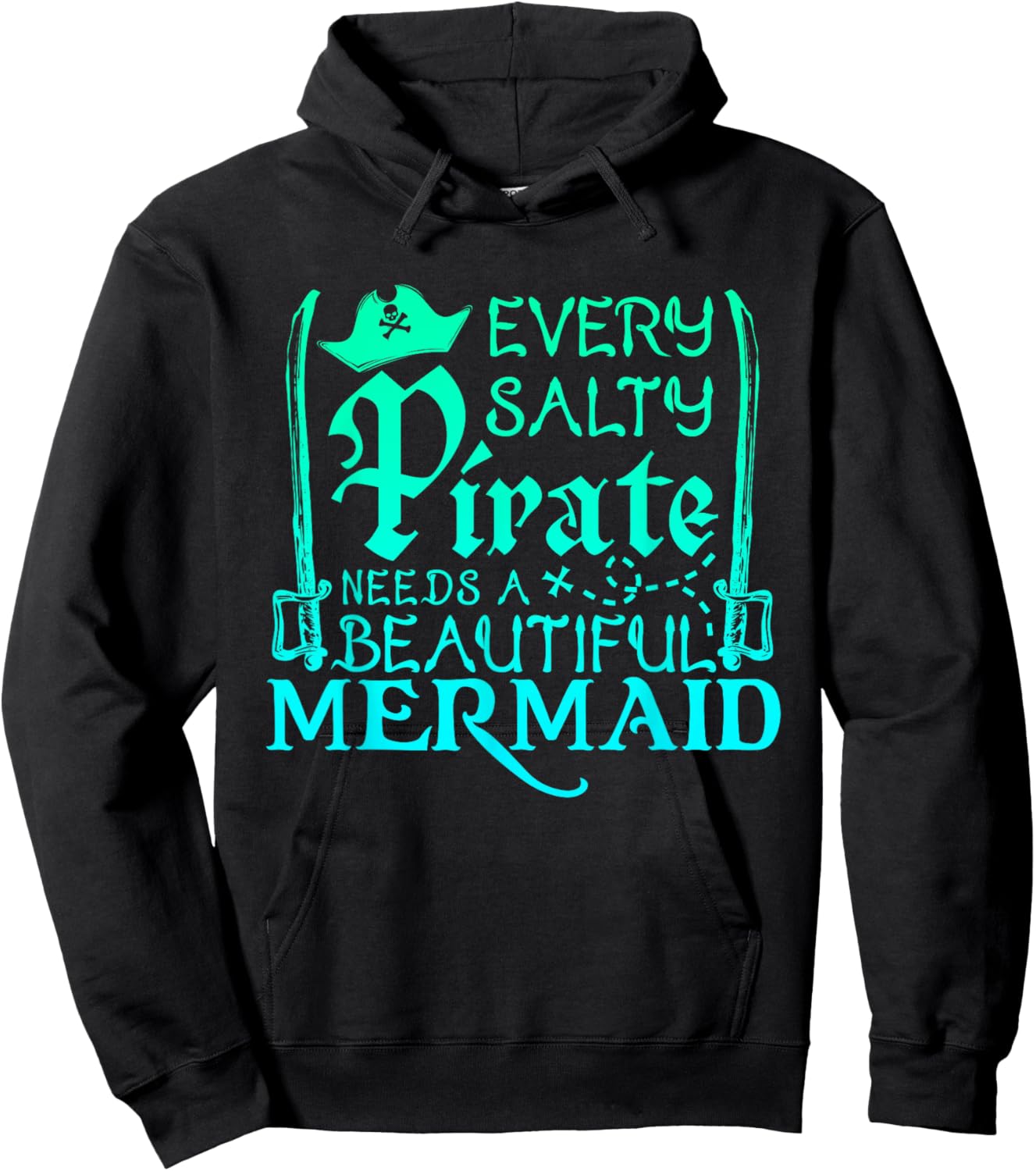 Every Pirate Needs a Mermaid Cute Wife Husband Couple Hoodie - Hoodie | Black
