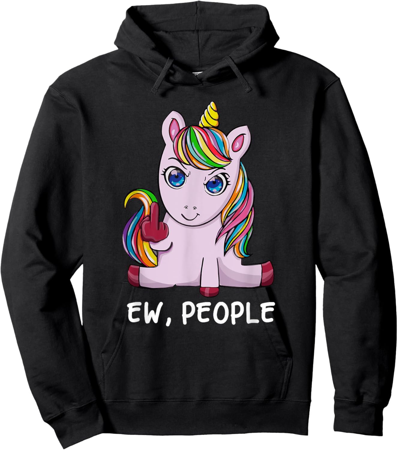Funny Ew, People I Hate People Antisocial Unicorn Hoodie - Hoodie | Black