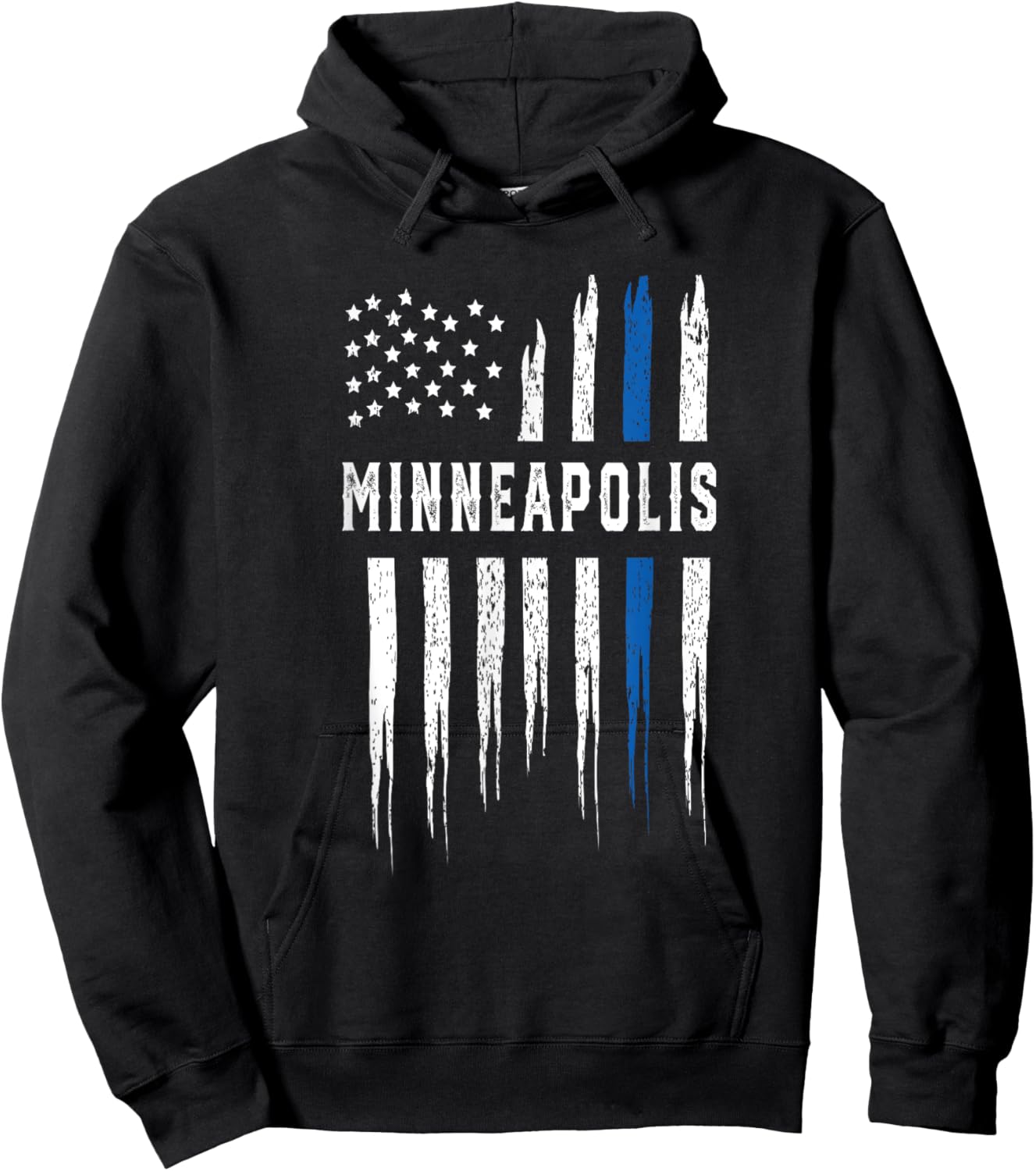 Thin Blue Line Heart Minneapolis Police Officer Minnesota Hoodie - Hoodie | Black