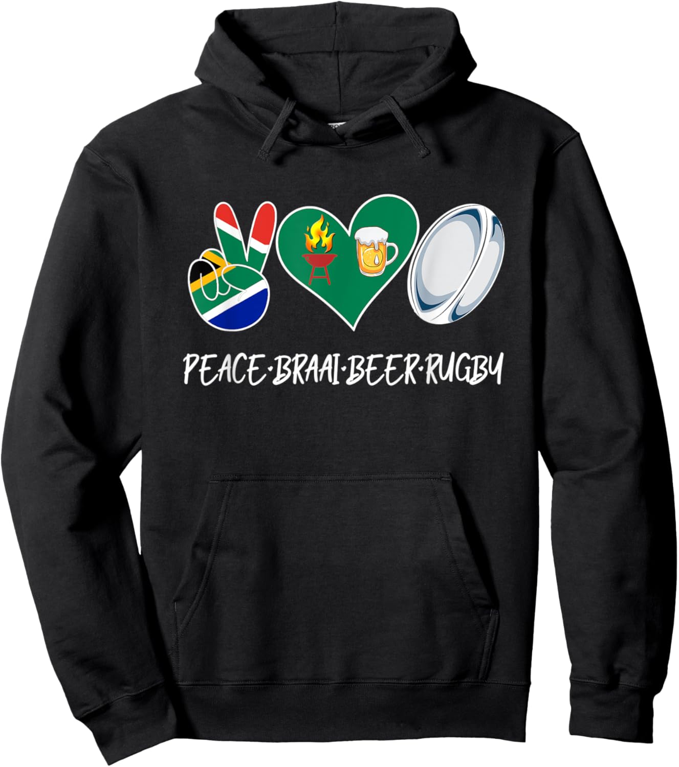 South Africans love peace Braai Beer Rugby Flag Patriotic Women Men Hoodie - Hoodie | Black