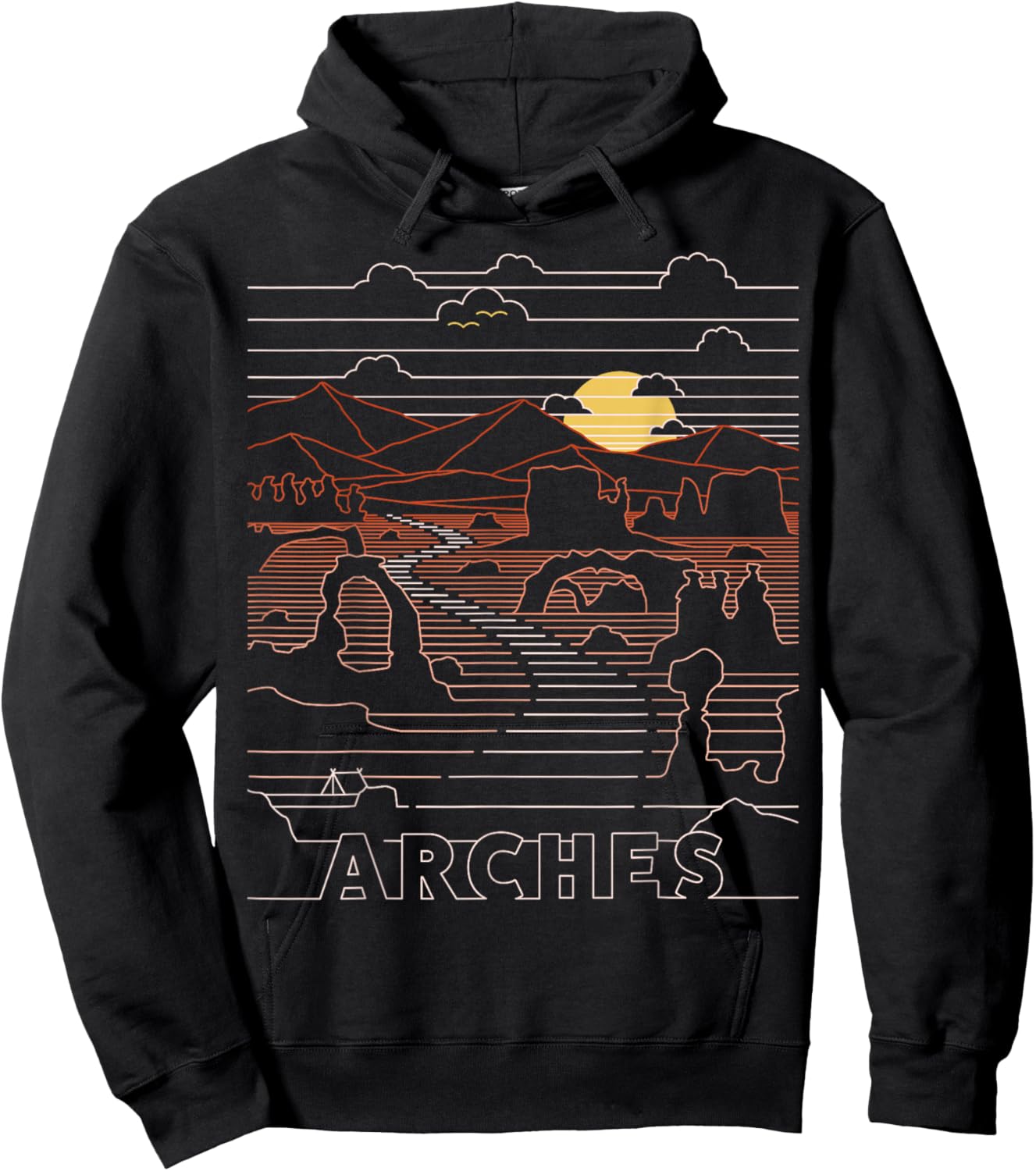 Vintage Retro Arches National Park - Delicate Arch Moab Utah Hoodie - Hoodie | Black