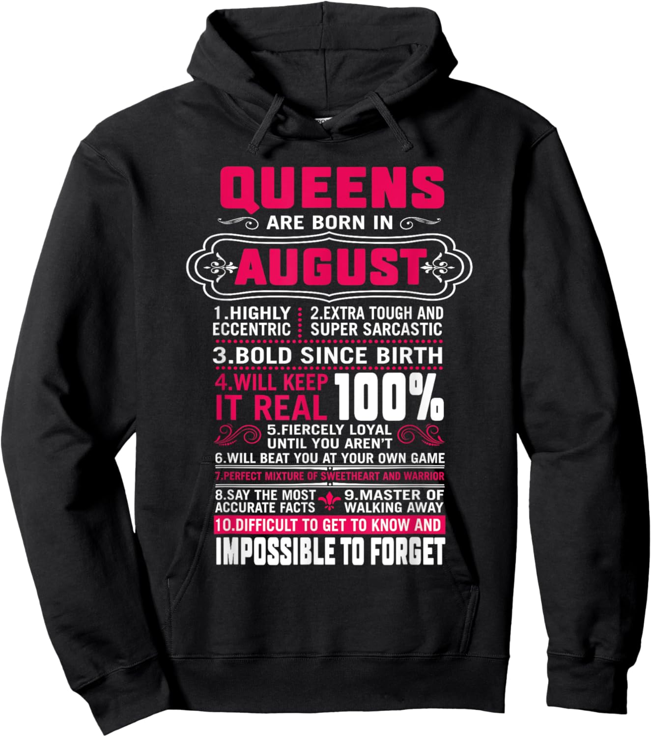 Queens Are Born In August Women Leo Virgo Birthday Hoodie - Hoodie | Black