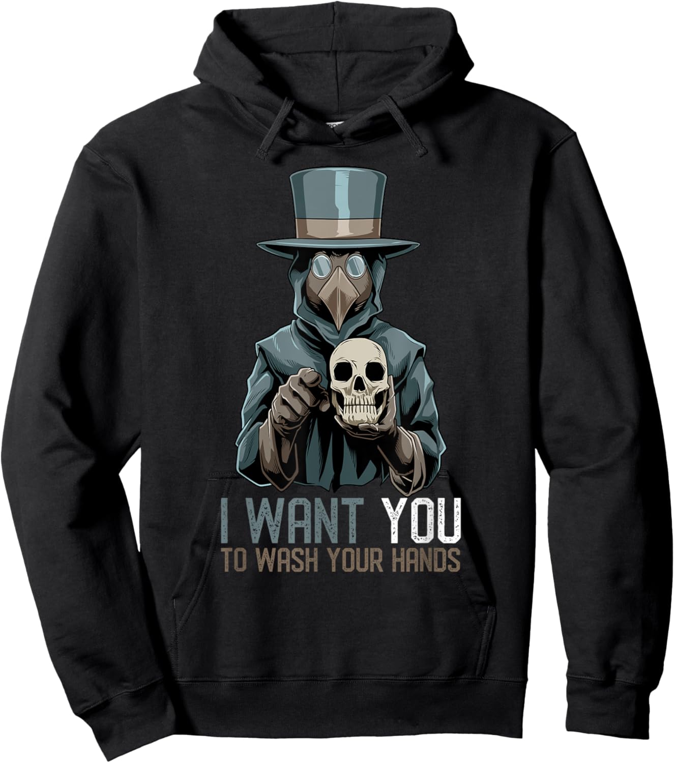 Plague Doctor Medieval I Want You To Wash Your Hands Hoodie - Hoodie | Black