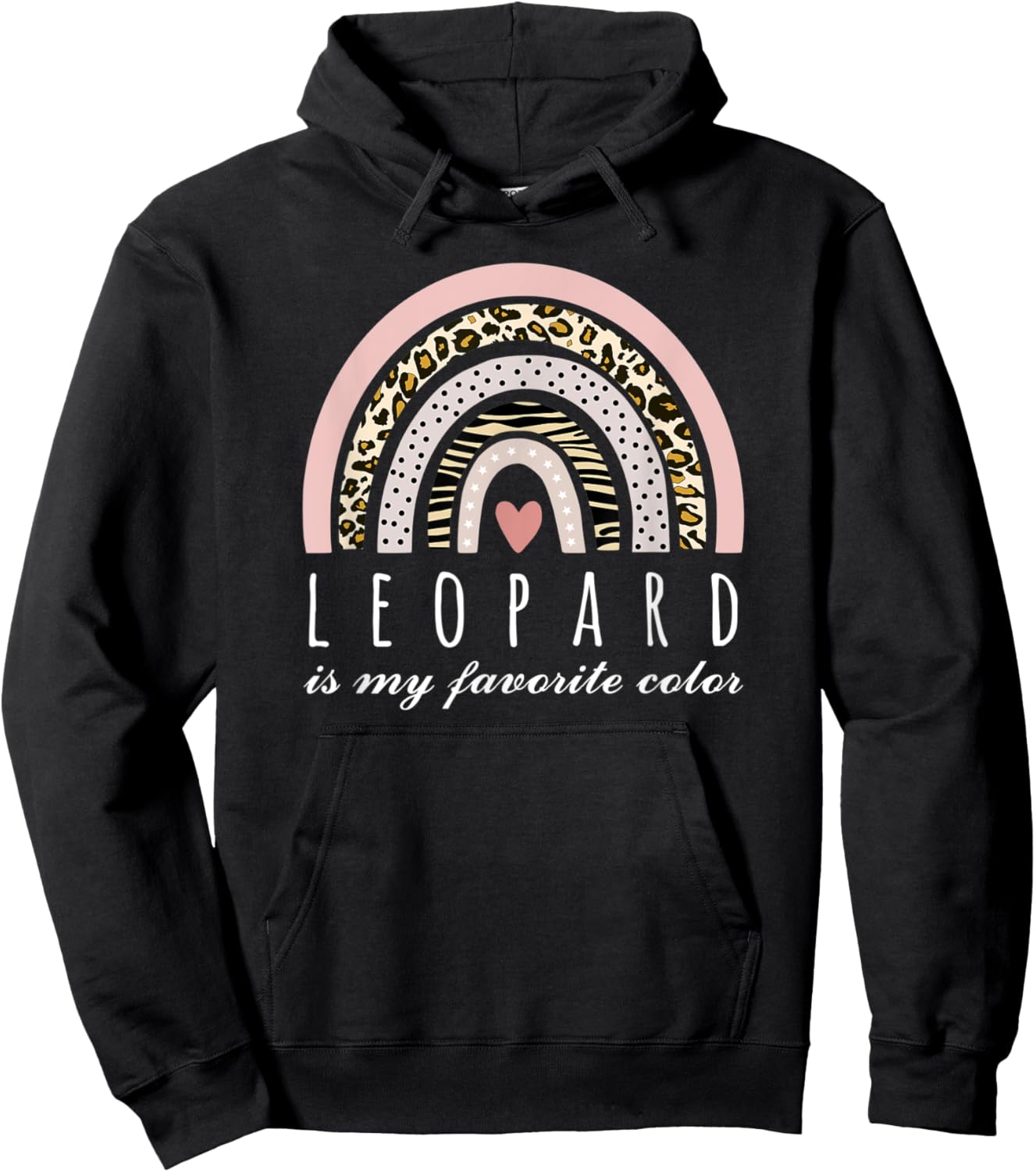Leopard is my Favorite Color Pink Leopard Print Boho Rainbow Hoodie - Hoodie | Black