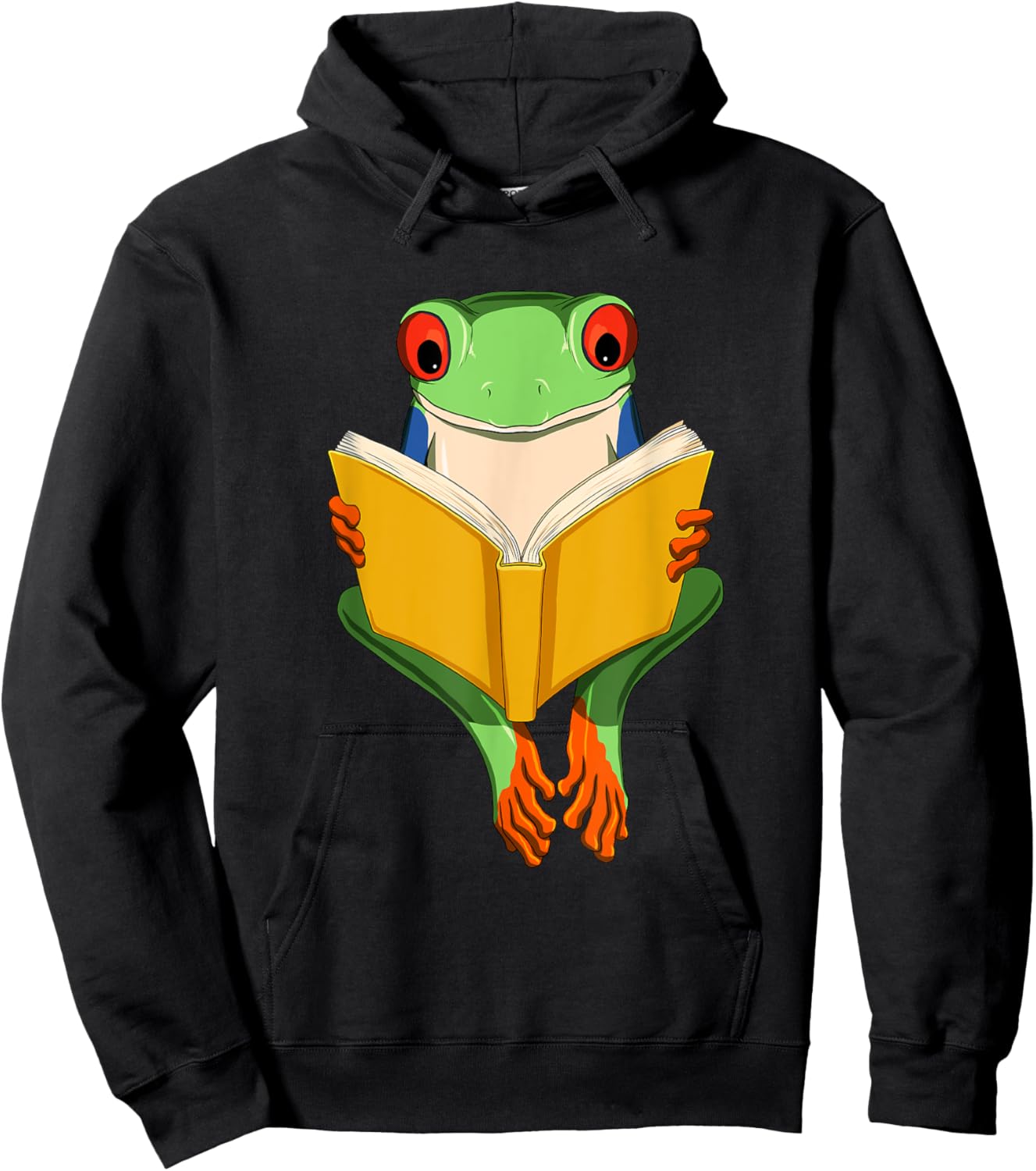 Funny Red Eyed Tree Frog Read Book Hoodie - Hoodie | Black