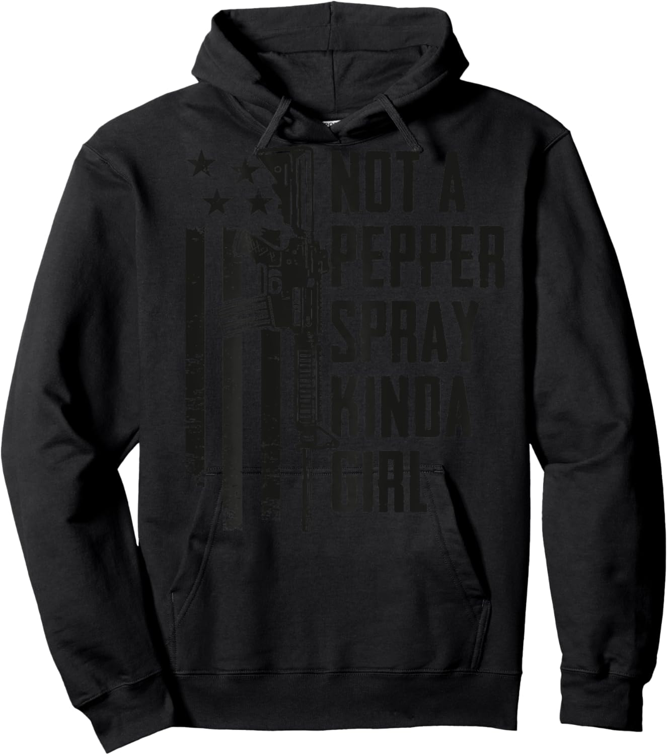 Not A Pepper Spray Kinda Girl - Women Camo USA Gun - ON BACK Hoodie - Hoodie | Black