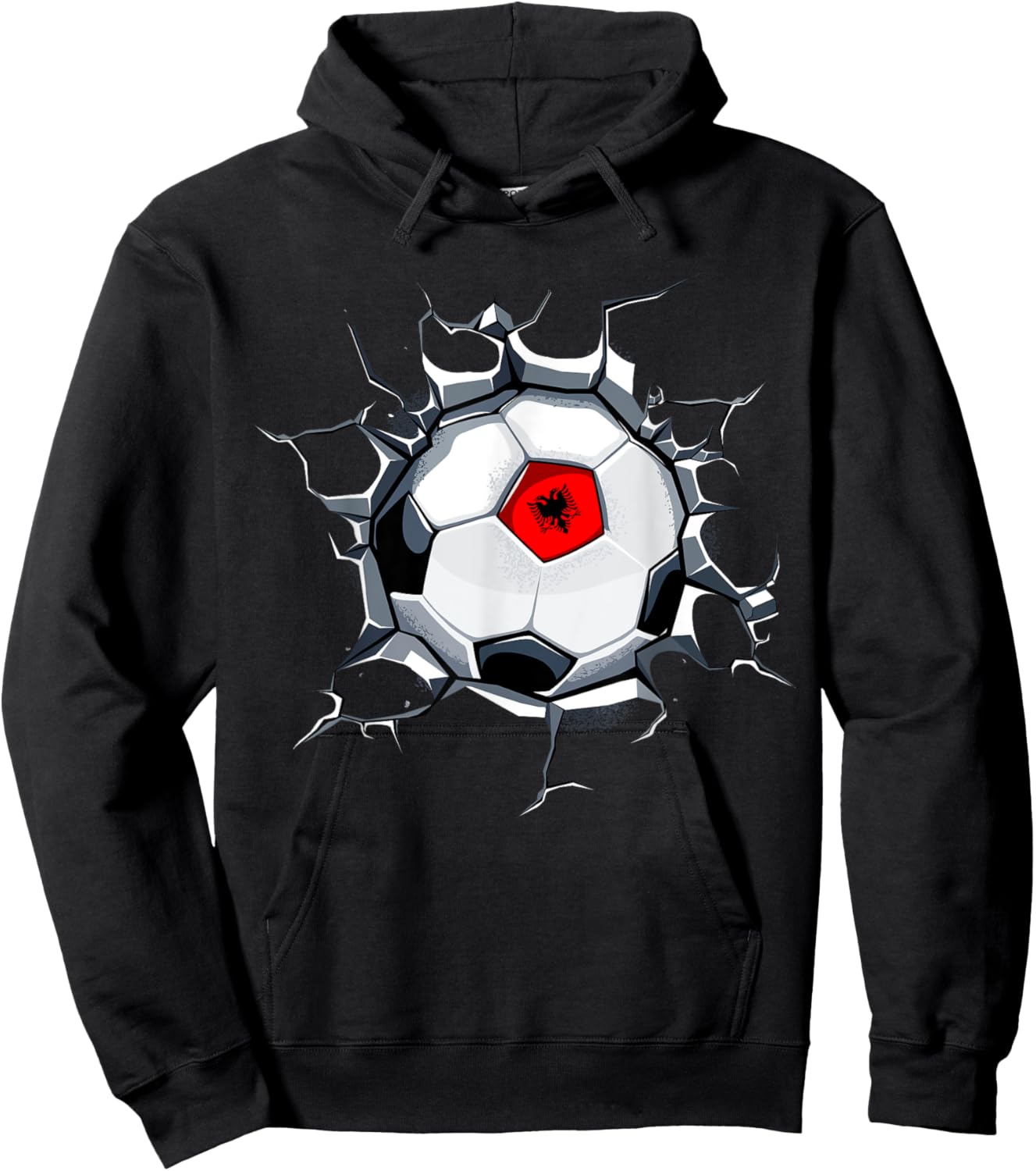 Albania Soccer Fans Jersey Albanian Football Cracked Wall Hoodie - Hoodie | Black