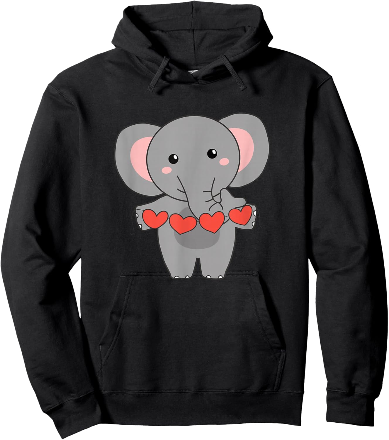 Elephant For Valentine Cute Animals With Heart Hoodie - Hoodie | Black