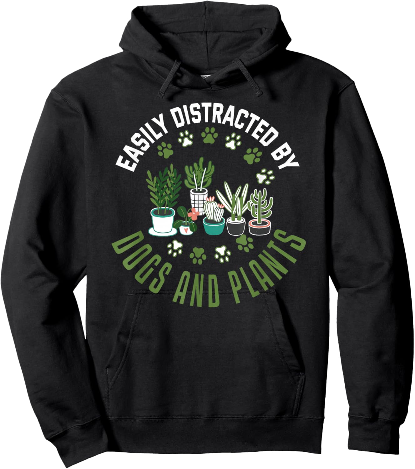 Plants and Dogs Funny Plant Lover Dog Lover Plant Hoodie - Hoodie | Black