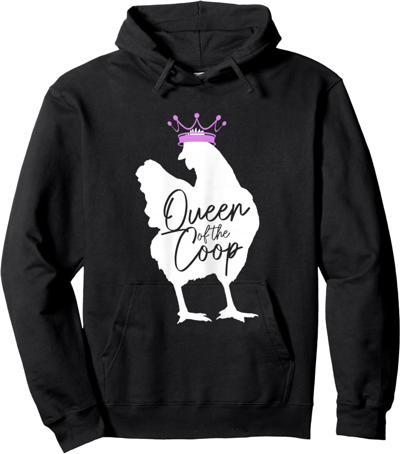 Chicken Queen Of The Coop Funny Cute Chicken Mom Farmer Hoodie - Hoodie | Black