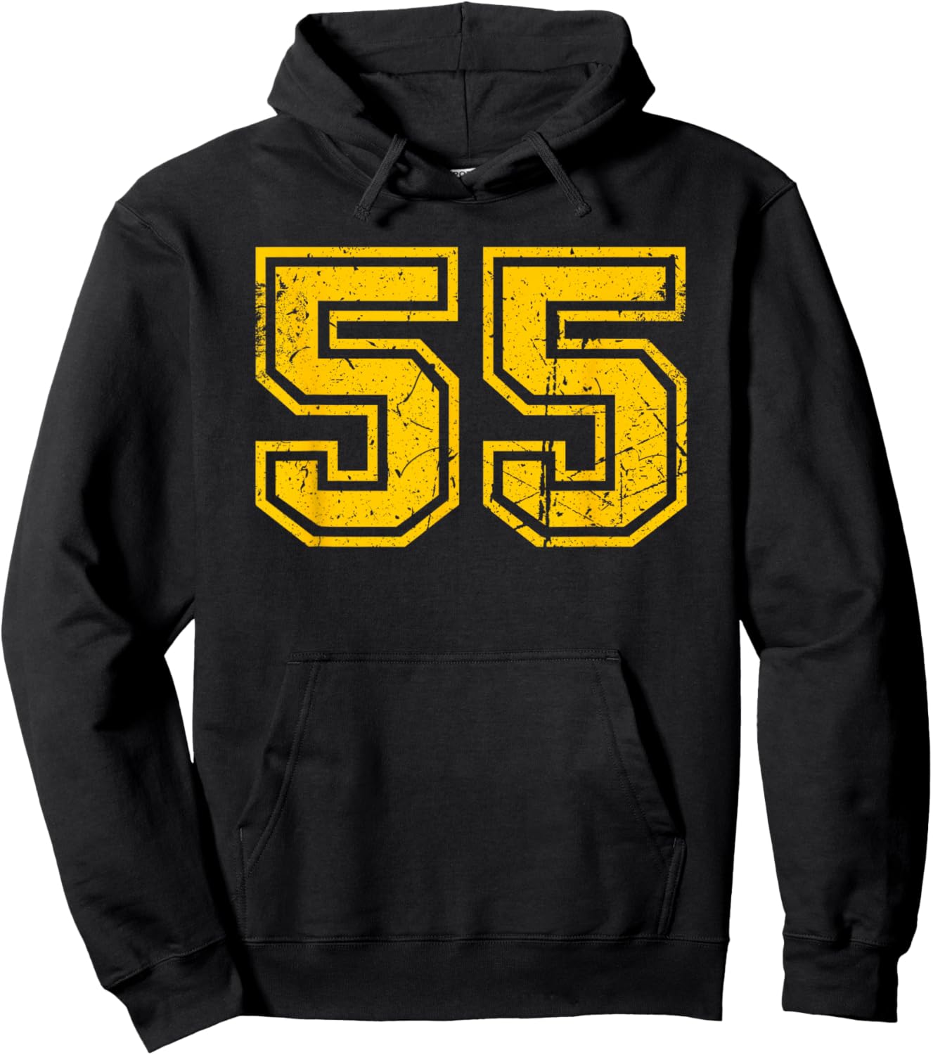 Vintage Number #55 Sports Team Yellow Number Hoodie - Hoodie | Black