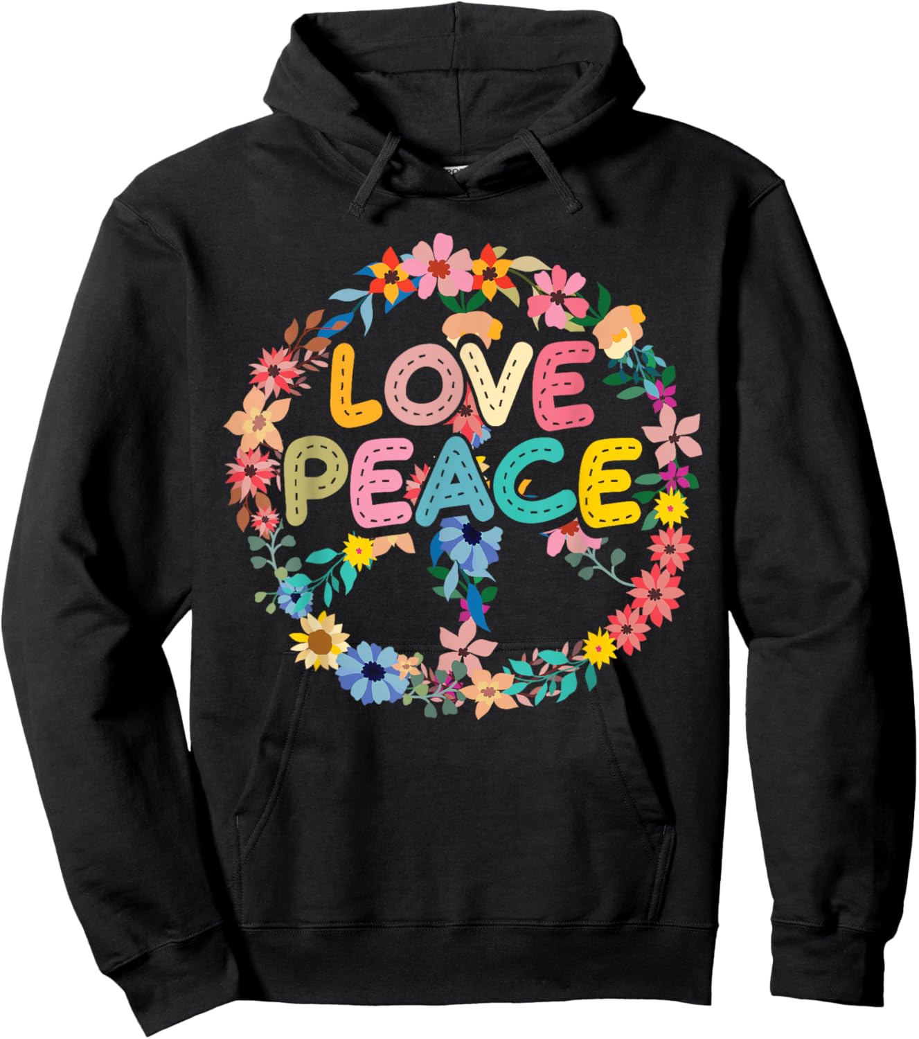 Peace hand tie dye sign of freedom hippie flower child Hoodie - Hoodie | Black