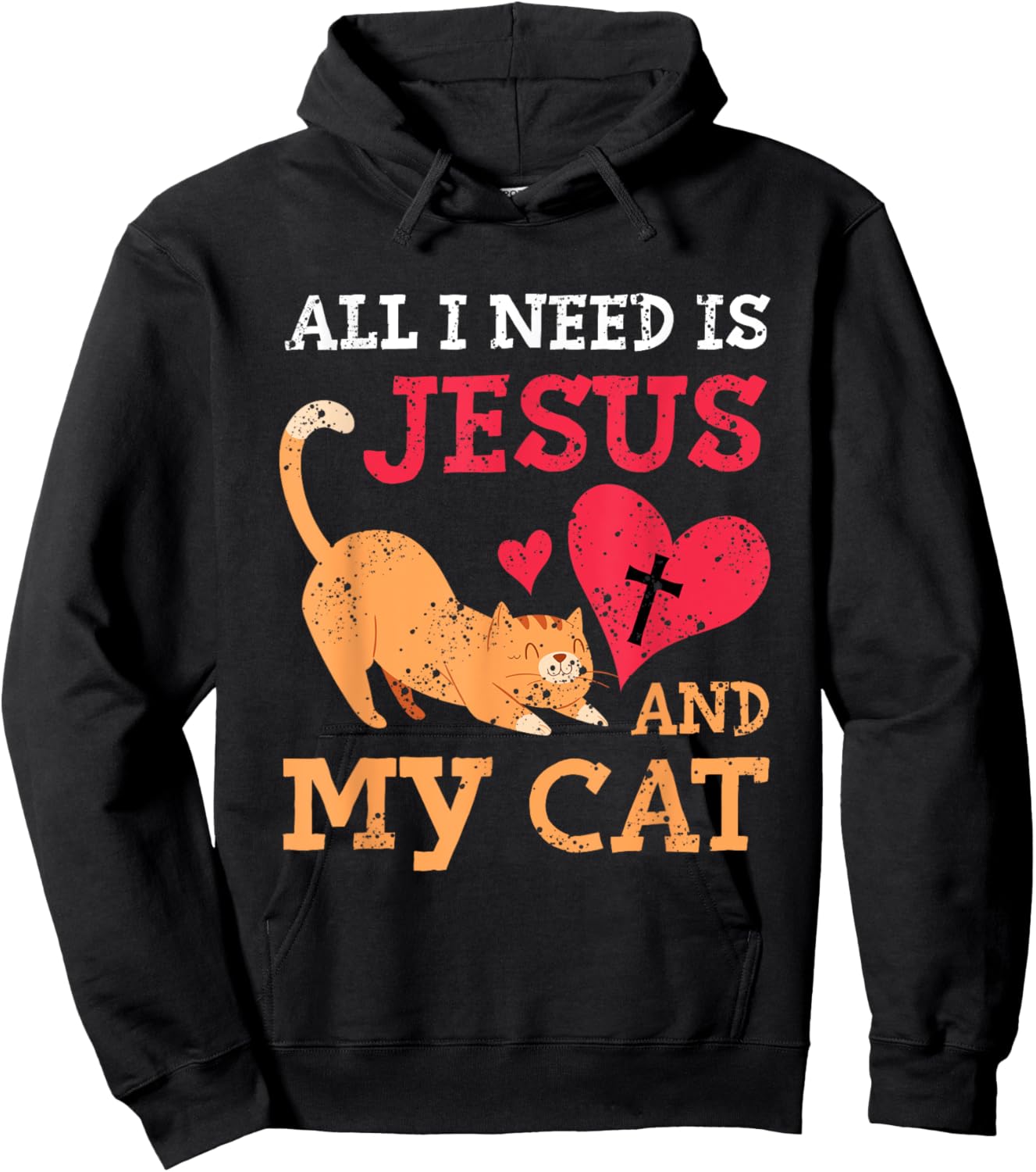All I Need Is Jesus And My Cat Kitten Kitty Cat Christian Women Girls Kids Hoodie - Hoodie | Black