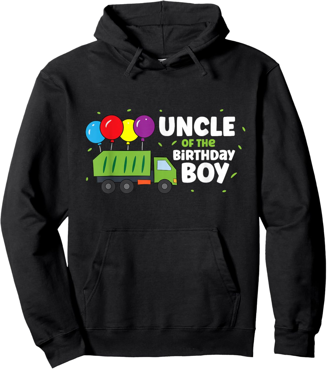 Uncle of The Birthday Boy Garbage Truck Hoodie - Hoodie | Black