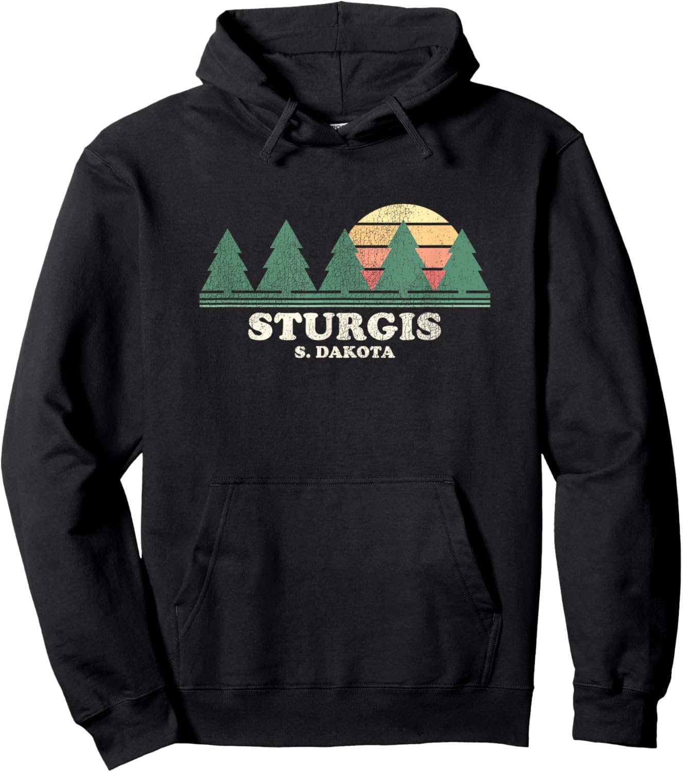 Sturgis SD Vintage Throwback Retro 70s Design Hoodie - Hoodie | Black
