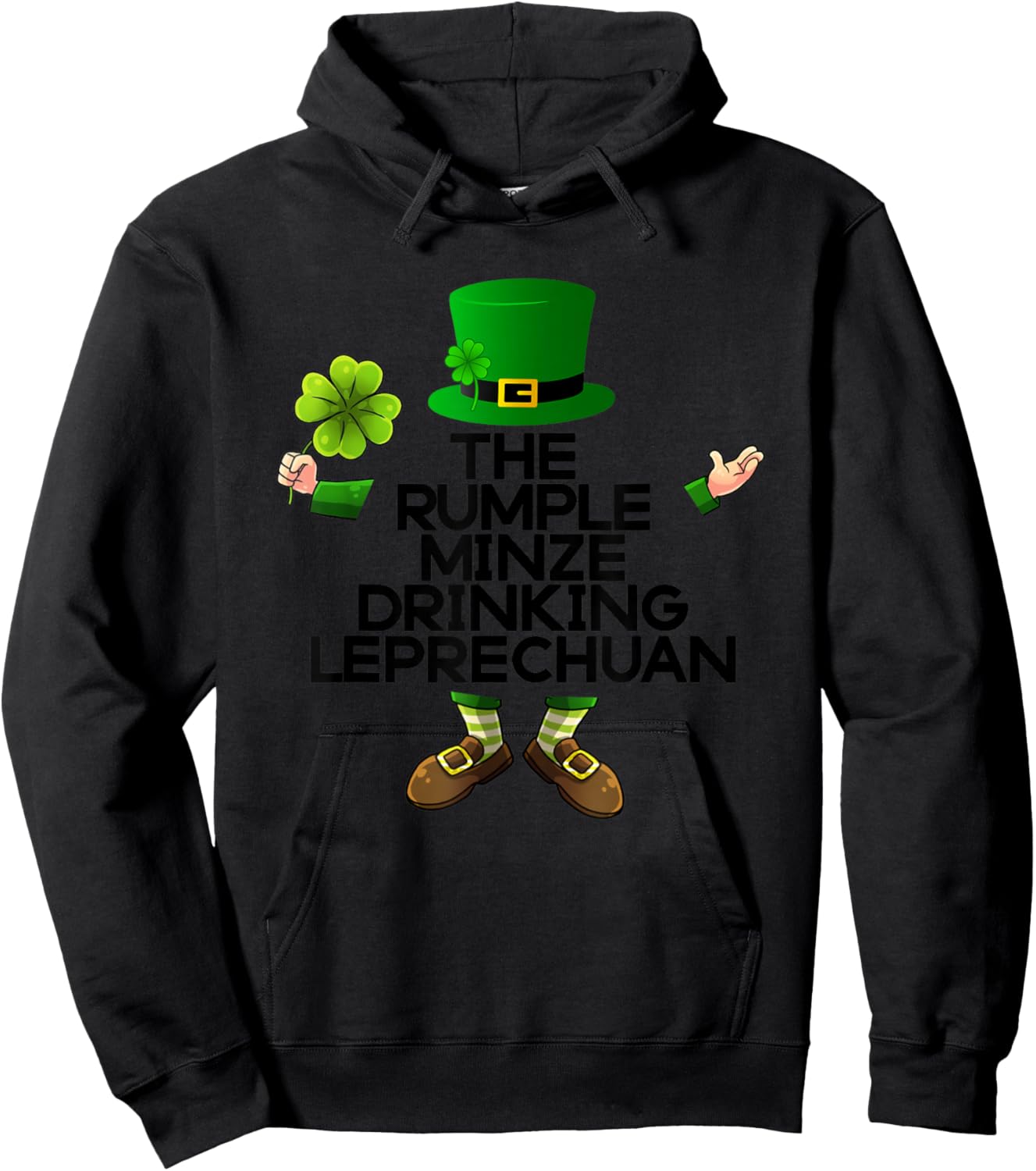 The Rumple Minze Drinking Leprechuan Irish St Patricks Green Hoodie - Hoodie | Black