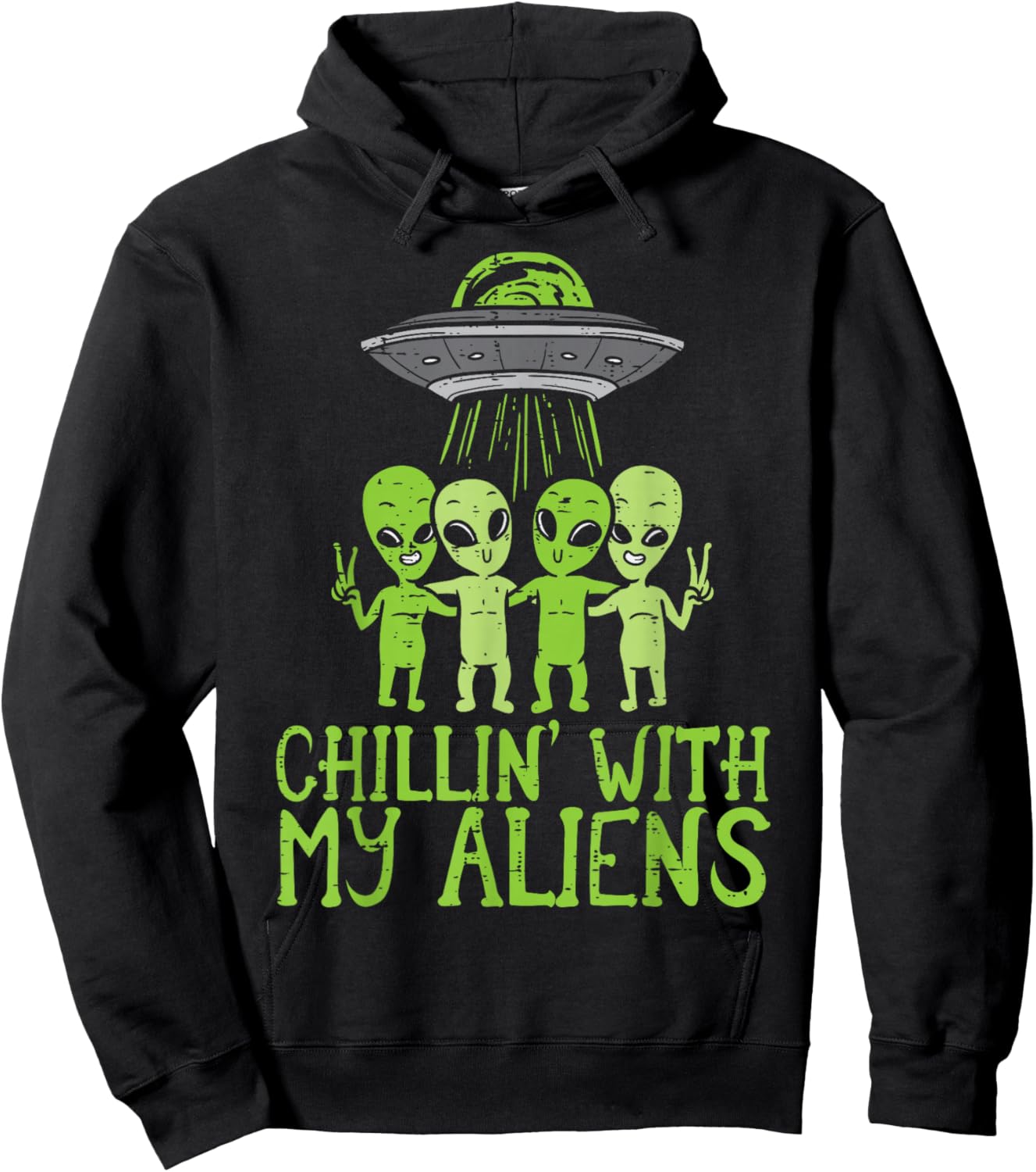 Chillin With My Aliens Group Toddler Boys Halloween Kids Hoodie - Hoodie | Black