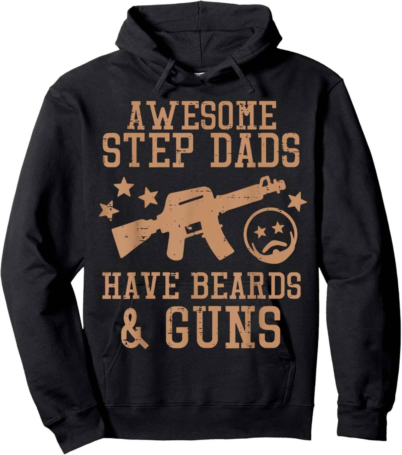 Awesome Step Dads Have Beards Guns Funny Fathers Day Stepdad Hoodie - Hoodie | Black