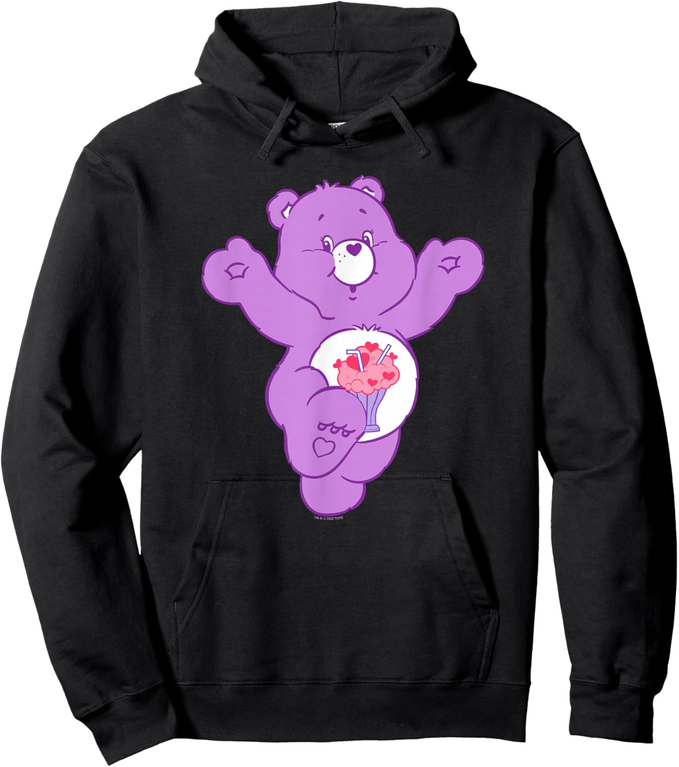 Care Bears Share Bear Milkshake Belly Badge Portrait Hoodie - Hoodie | Black