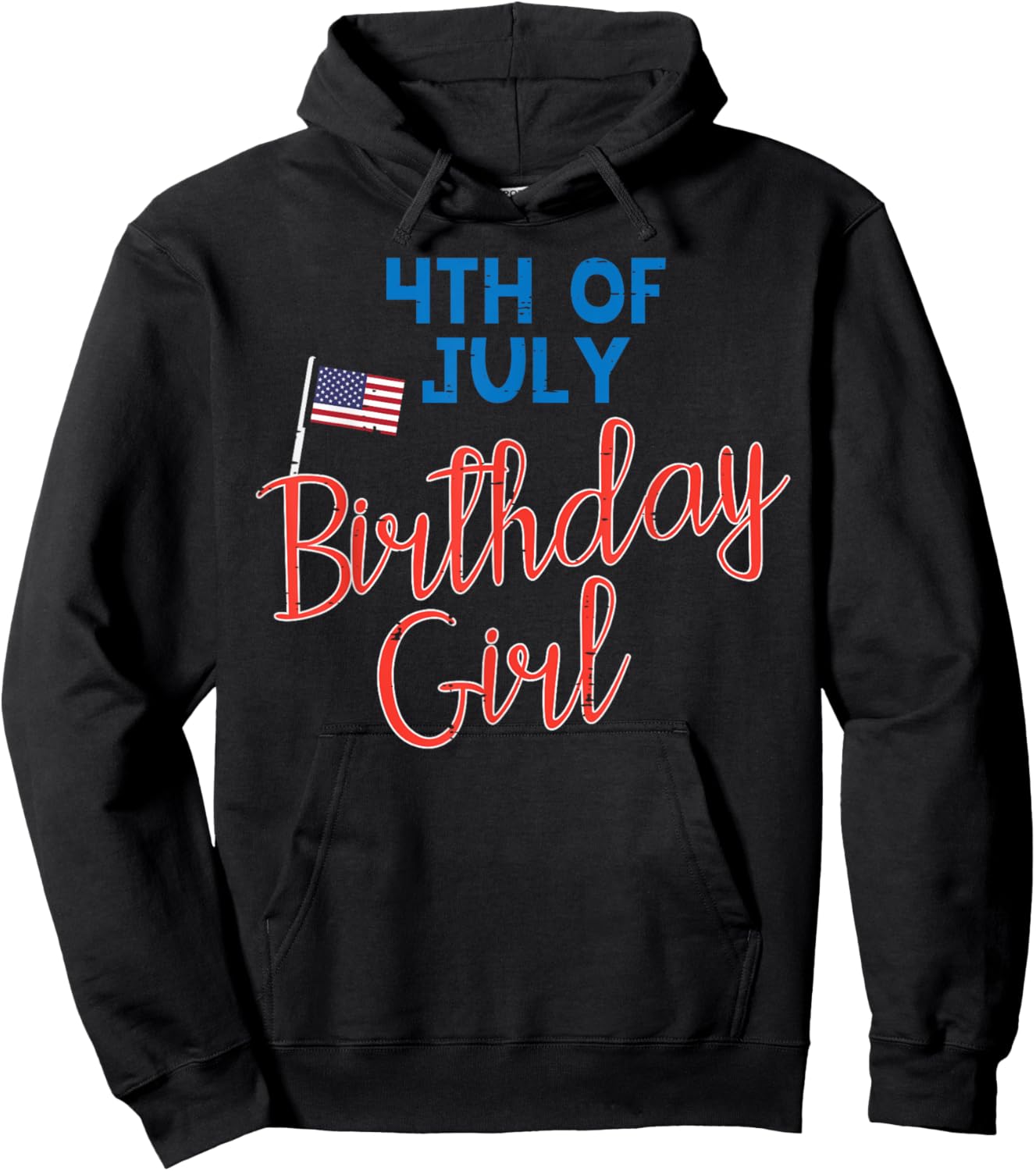 4th Of July Birthday Girl Cute Bday Patriot Women Girls Hoodie - Hoodie | Black