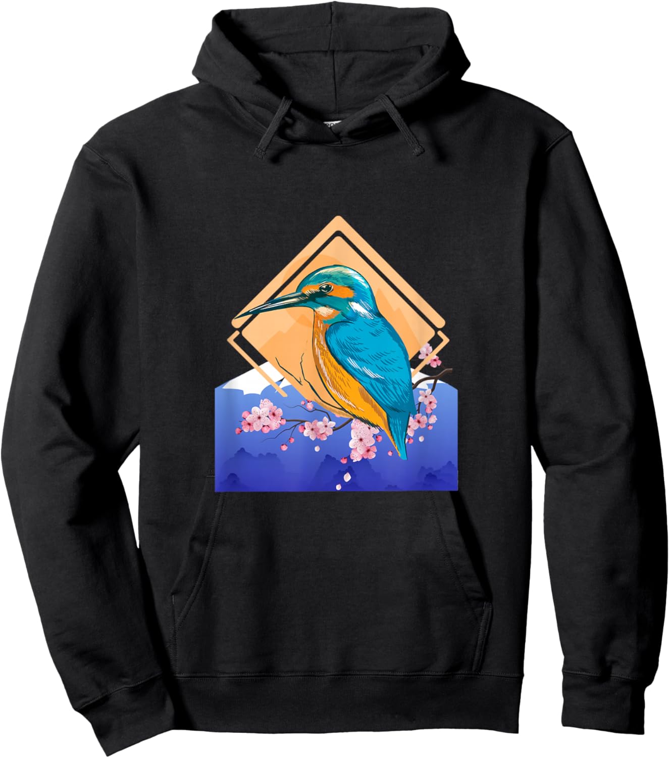 King Fisher Set Over Mountain in Spring Hoodie - Hoodie | Black