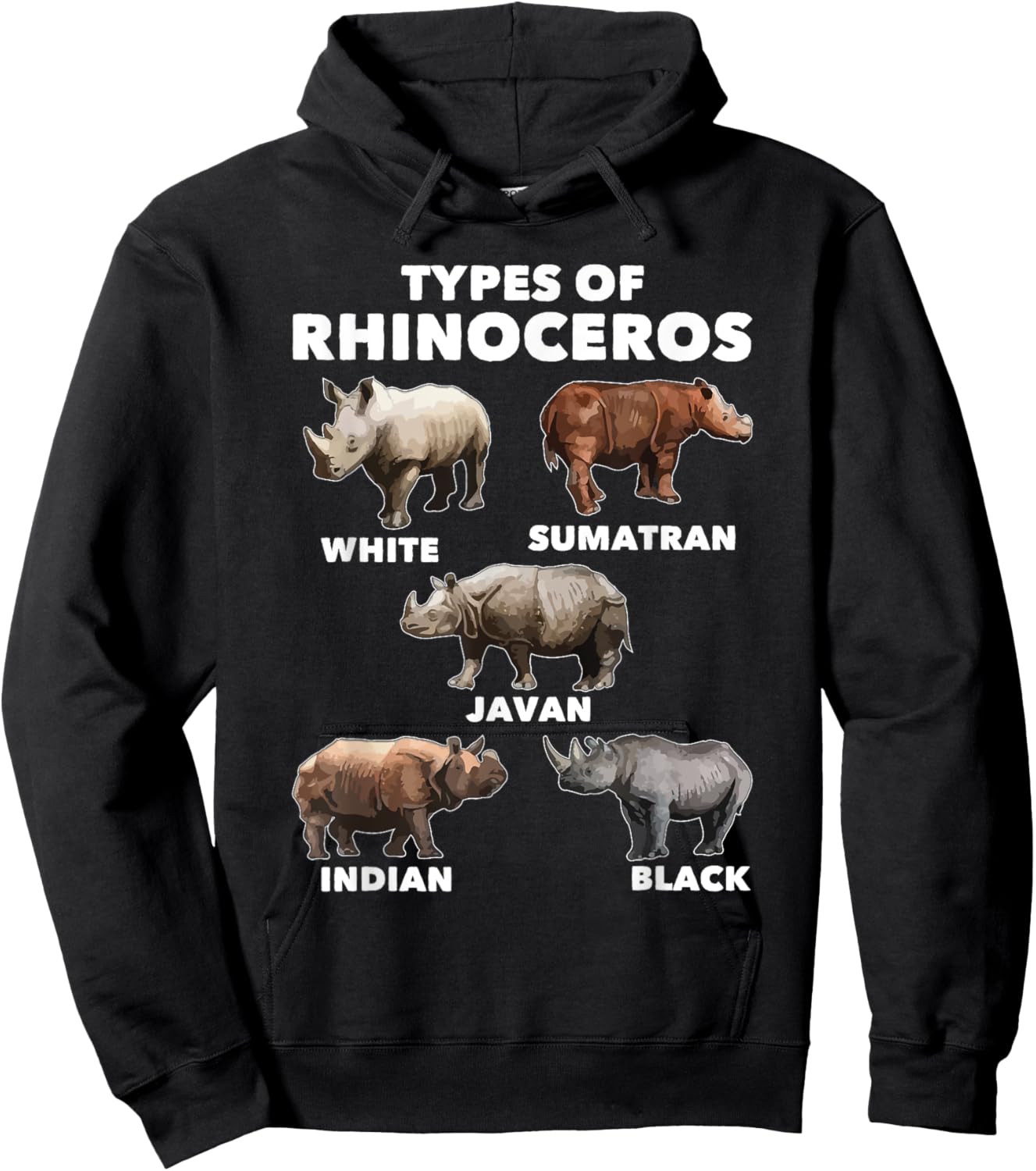 Types Of Rhinoceros - Rhino Safari Lover Zookeeper Zoologist Hoodie - Hoodie | Black