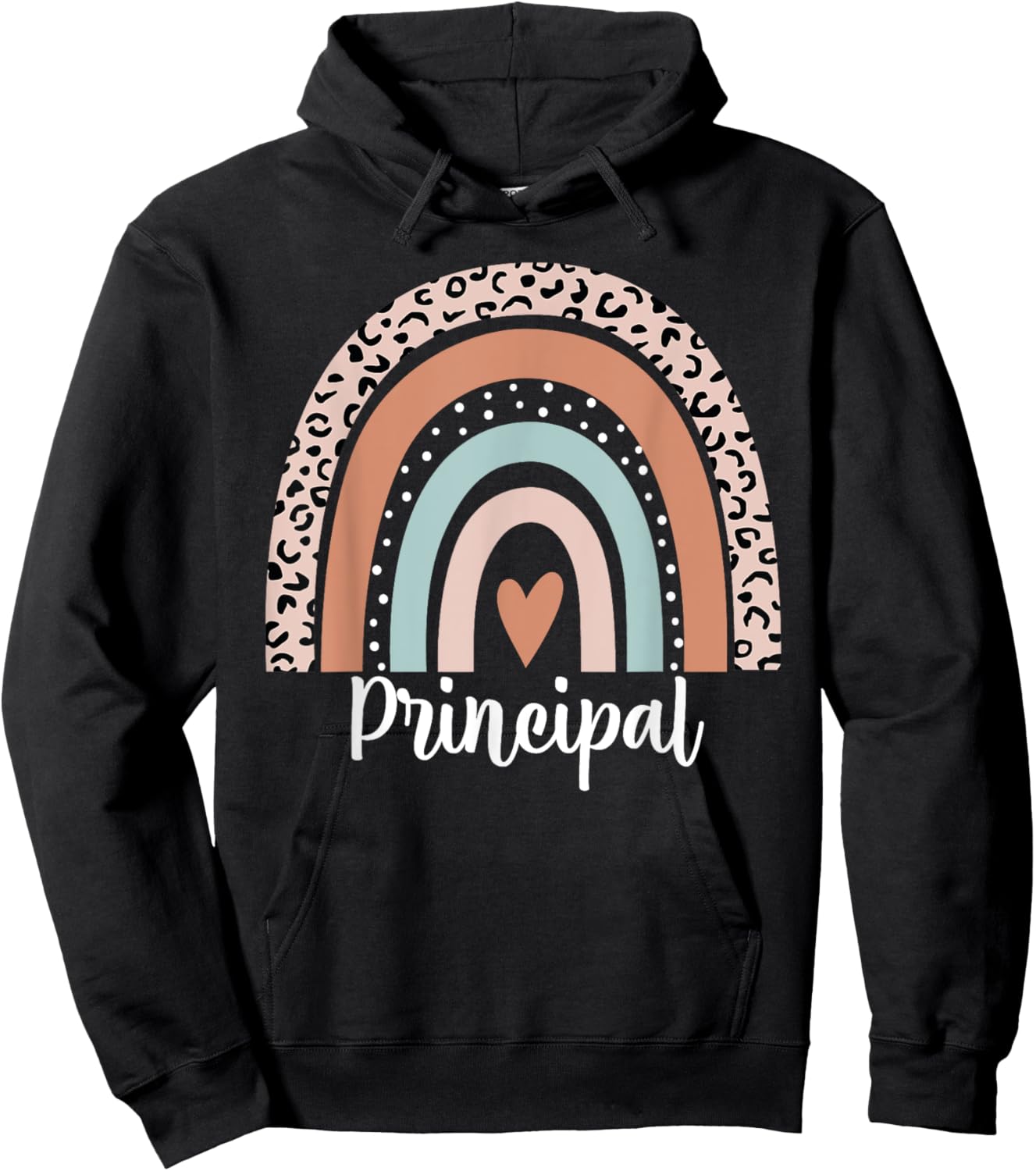 Principal Rainbow Leopard Funny Principal Appreciation Hoodie - Hoodie | Black
