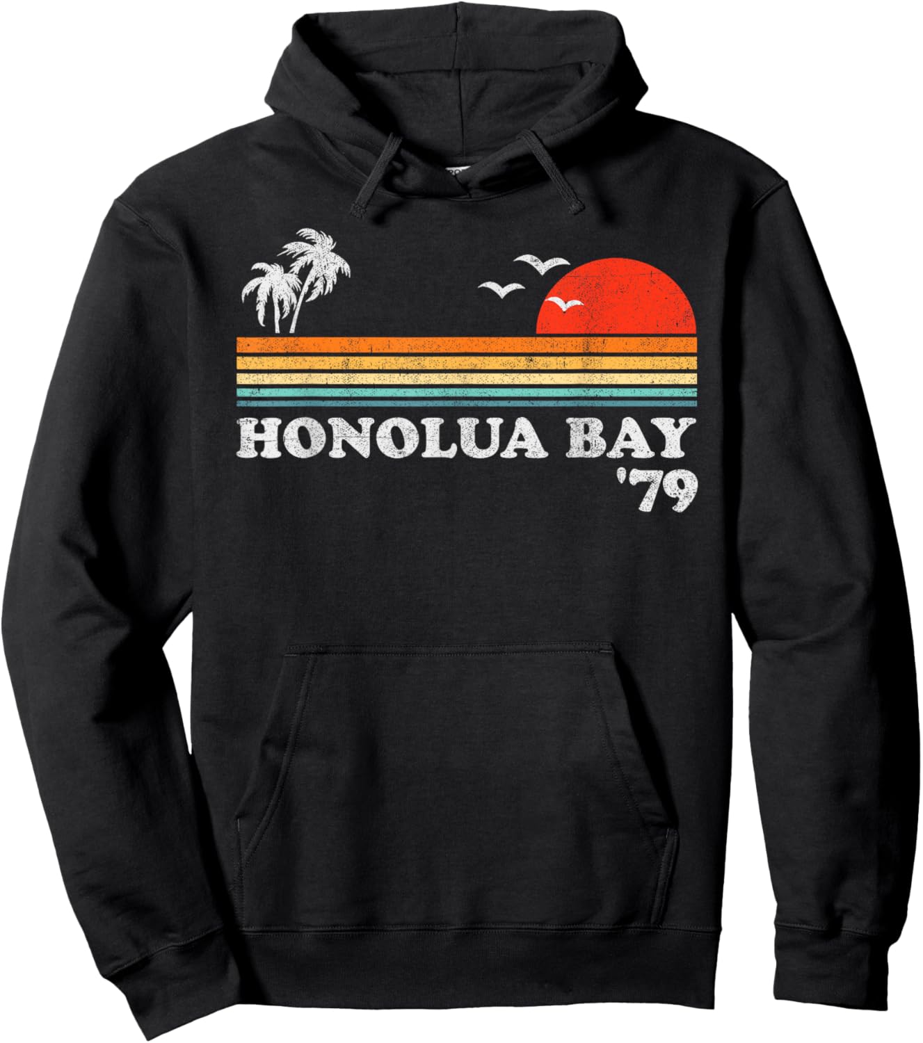 Vintage Honolua Bay Maui Hawaii Beach Retro Sunset Surf 70's Women Girls Kids Hoodie - Hoodie | Black