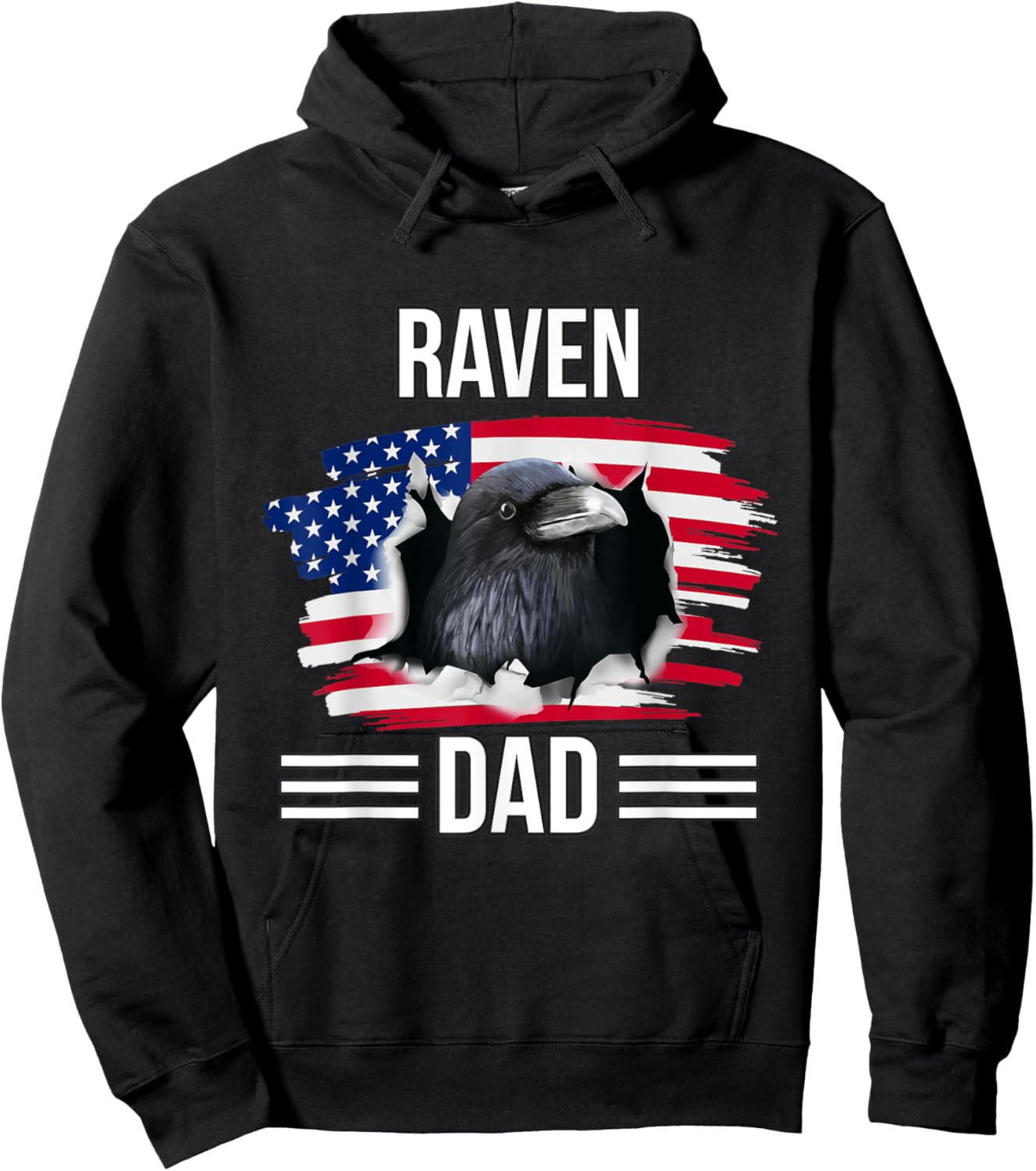 Bird US Flag 4th Of July Father's Day Raven Dad Hoodie - Hoodie | Black