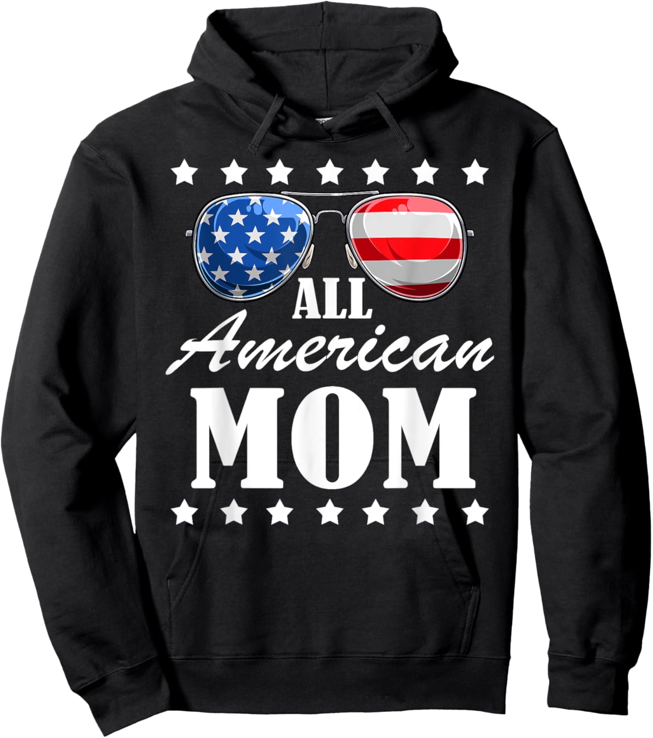 4th July American Mom Independence Day Patriot USA Hoodie - Hoodie | Black