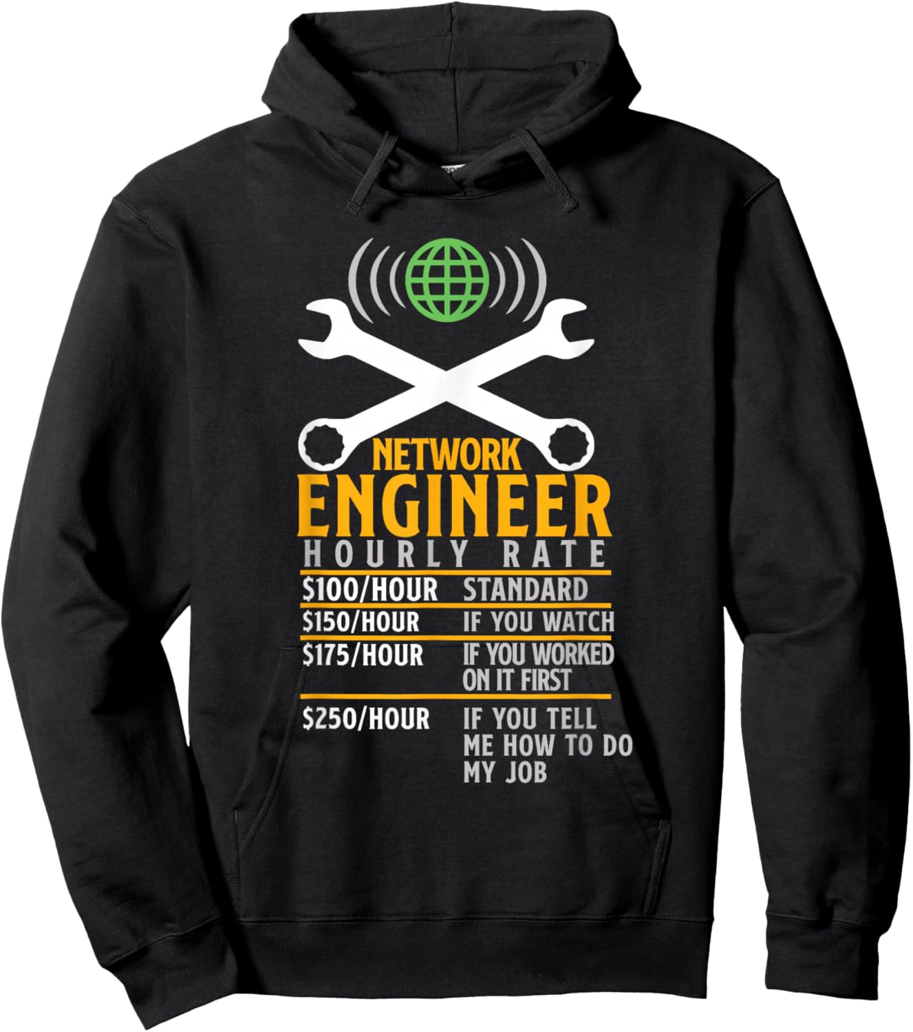 Network Engineer Hourly Rate joke System Admin Hoodie - Hoodie | Black
