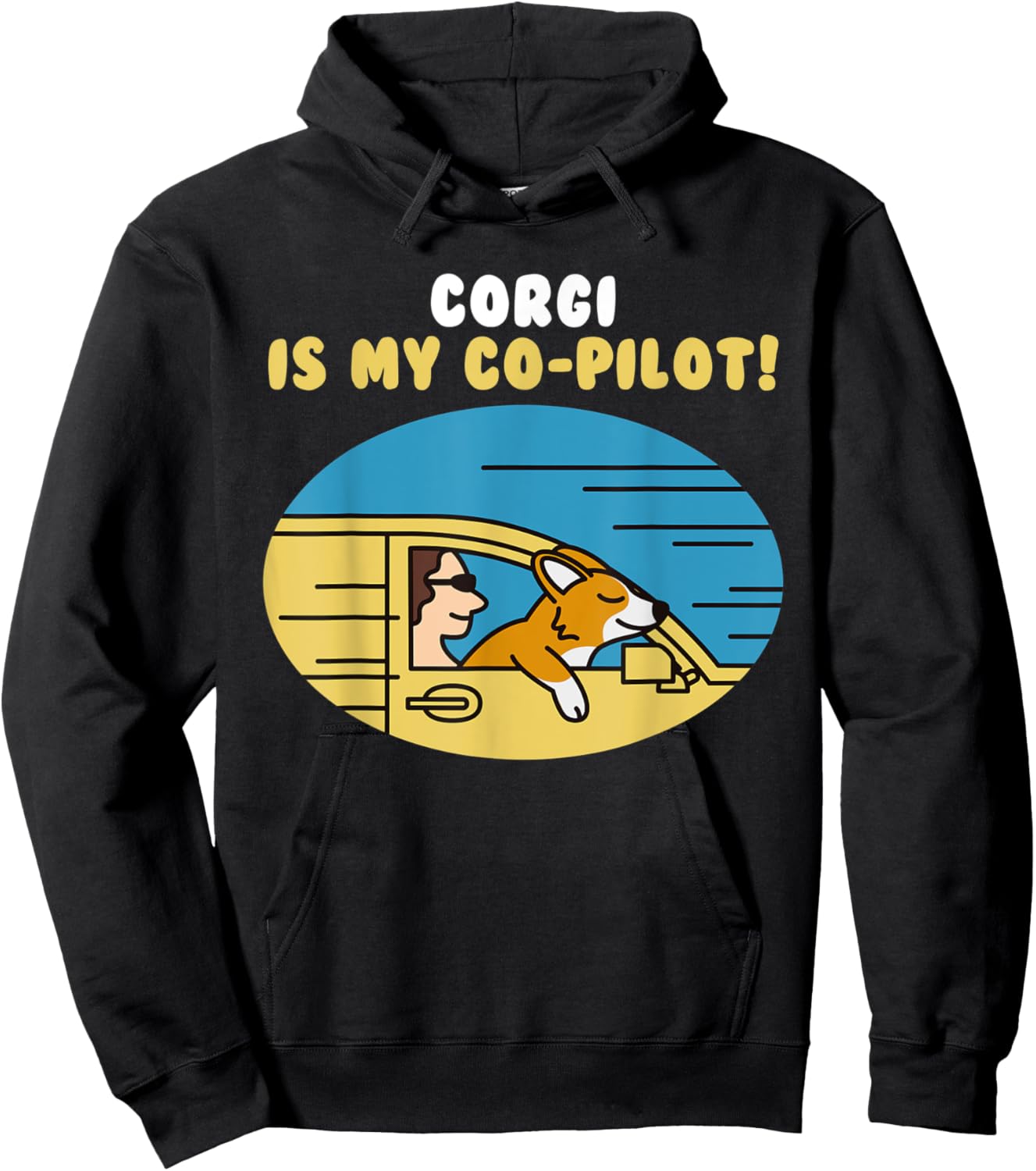Corgi Is My Co-Pilot Dog Women Kids Hoodie - Hoodie | Black